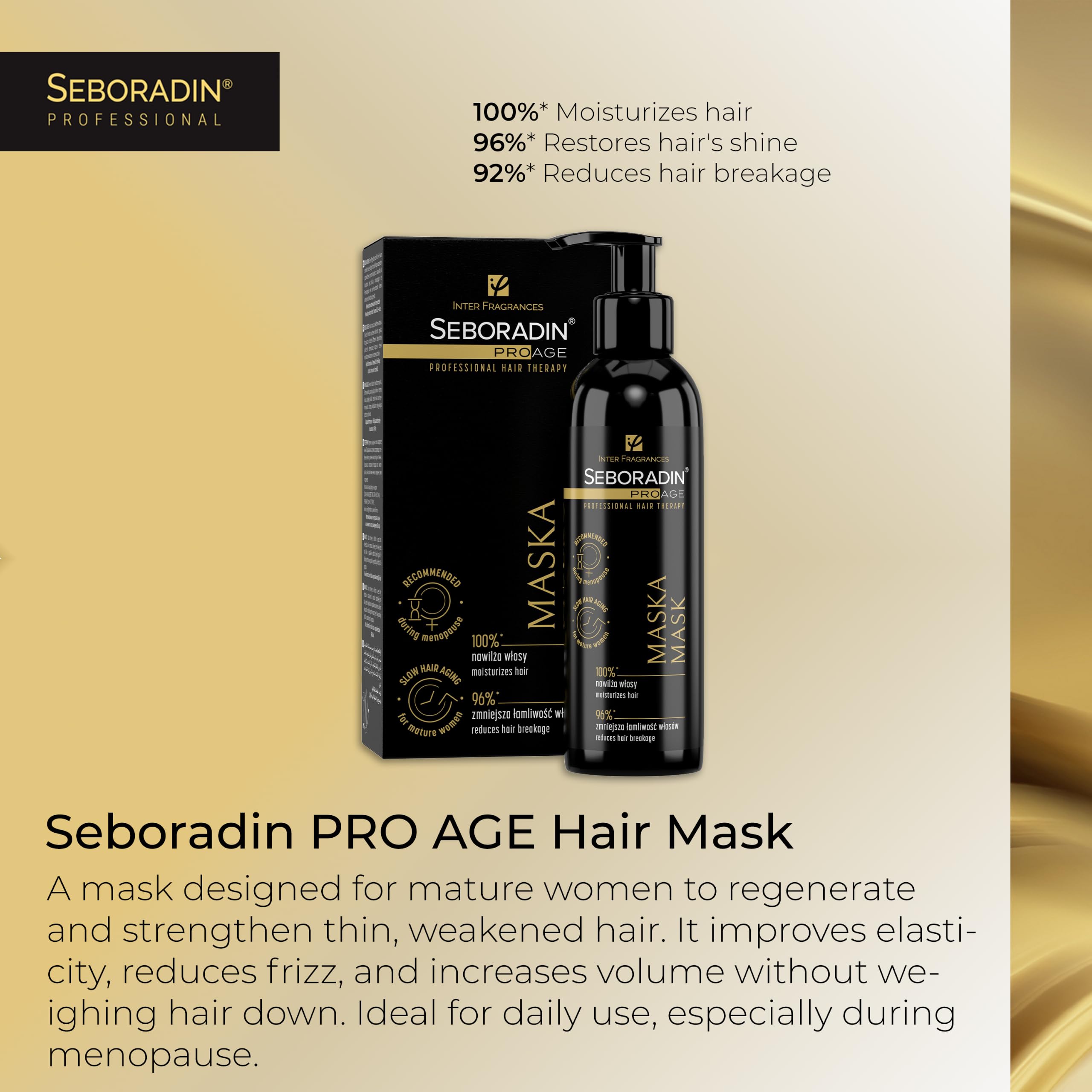 Seboradin PRO AGE Kuracja do Włosów Osłabionych z Szamponem Maską Serum | Zestaw do Pielęgnacji Włosów Cienkich i Wypadających, Wcierka Odżywka bez Spłukiwania Masażer do Skóry Głowy