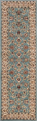 Miniatura 3 de Well Woven Alfombra oriental con diseño de flores persas,azul claro