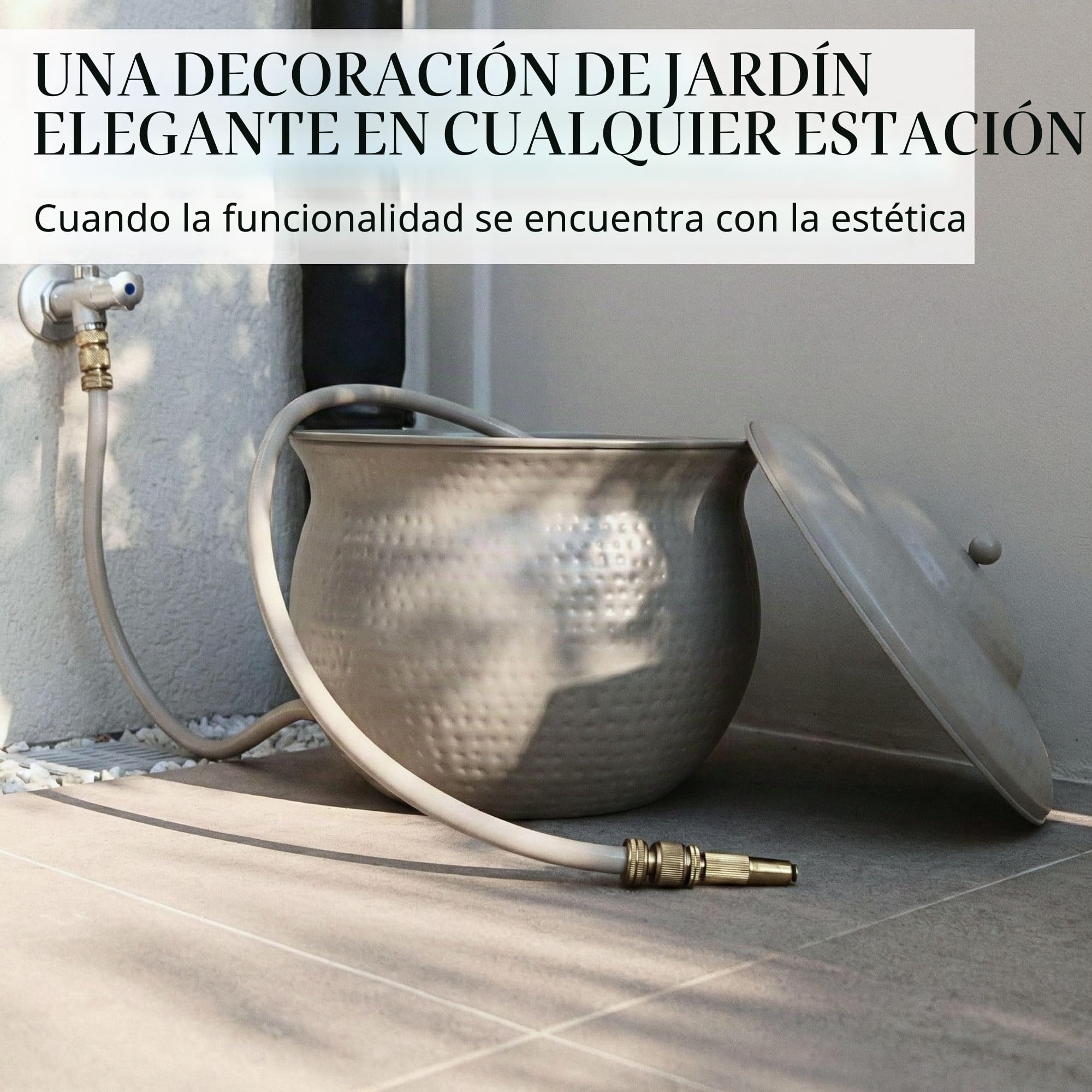 LIVLIG - Maceta de metal para guardar mangueras de jardín, manguera de jardín de hasta 20 m, caja con tapa, color antracita