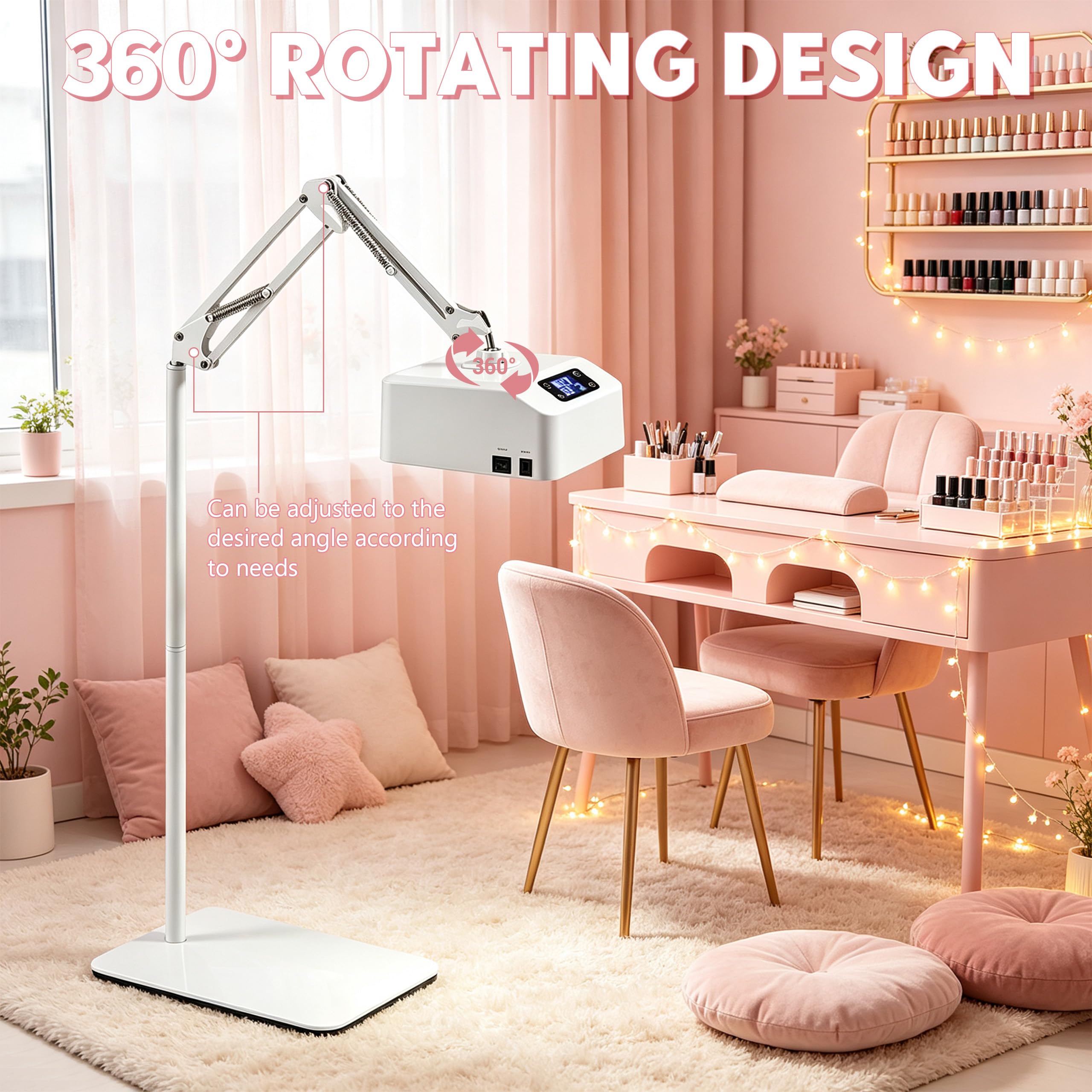 Lámpara de uñas UV, lámpara LED de uñas con temporizador 15/30/60/90s, lámpara colgante de pedicura con soporte y base, lámpara UV recargable para uñas de gel, dedos y pies