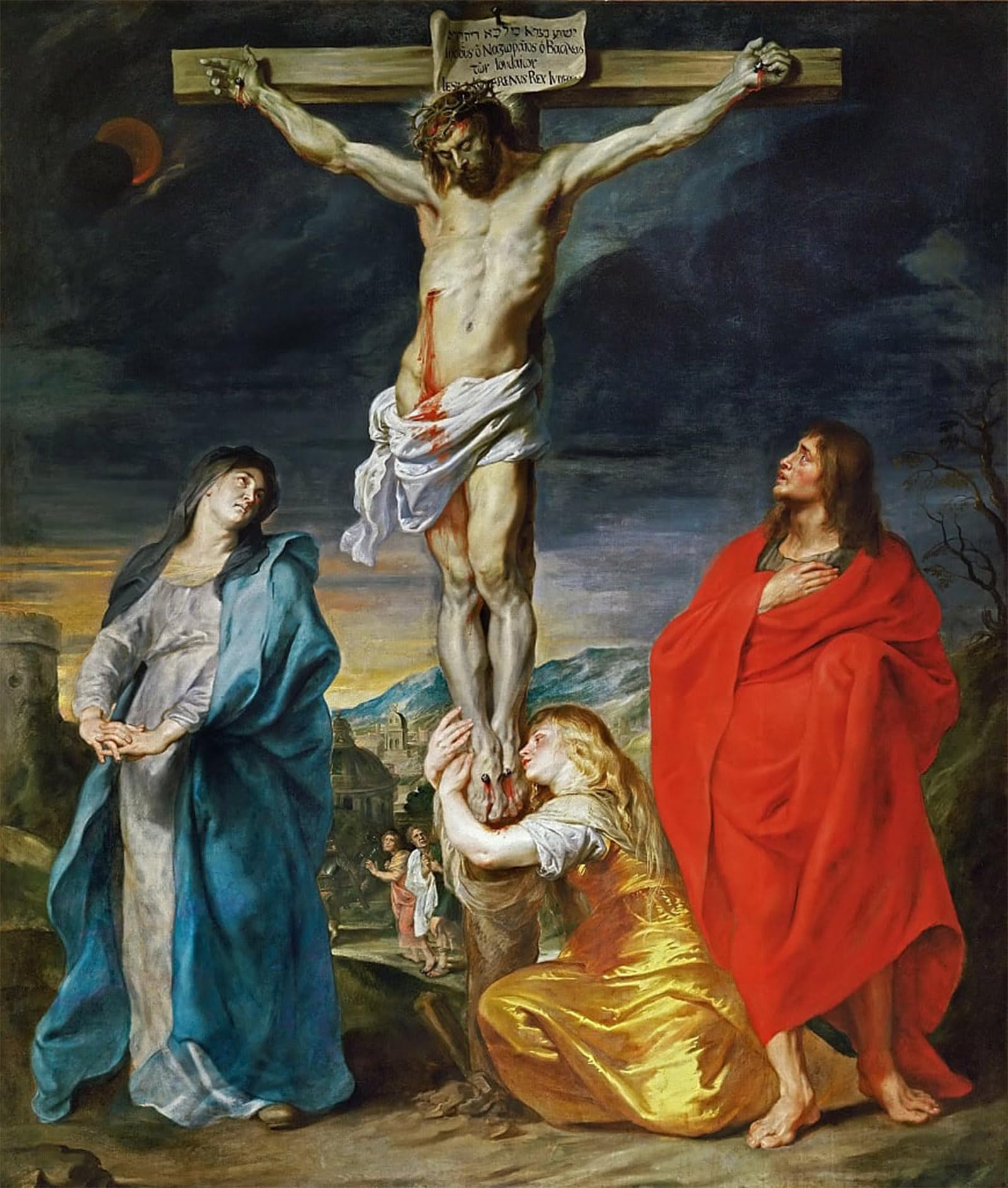 POSTERIIk Famous Print Pop Art Wall Art Graffiti the Crucified Christ with the Virgin Mary Saints the Baptist by Van Dyck Art Prints for Home Decor 60x90cm