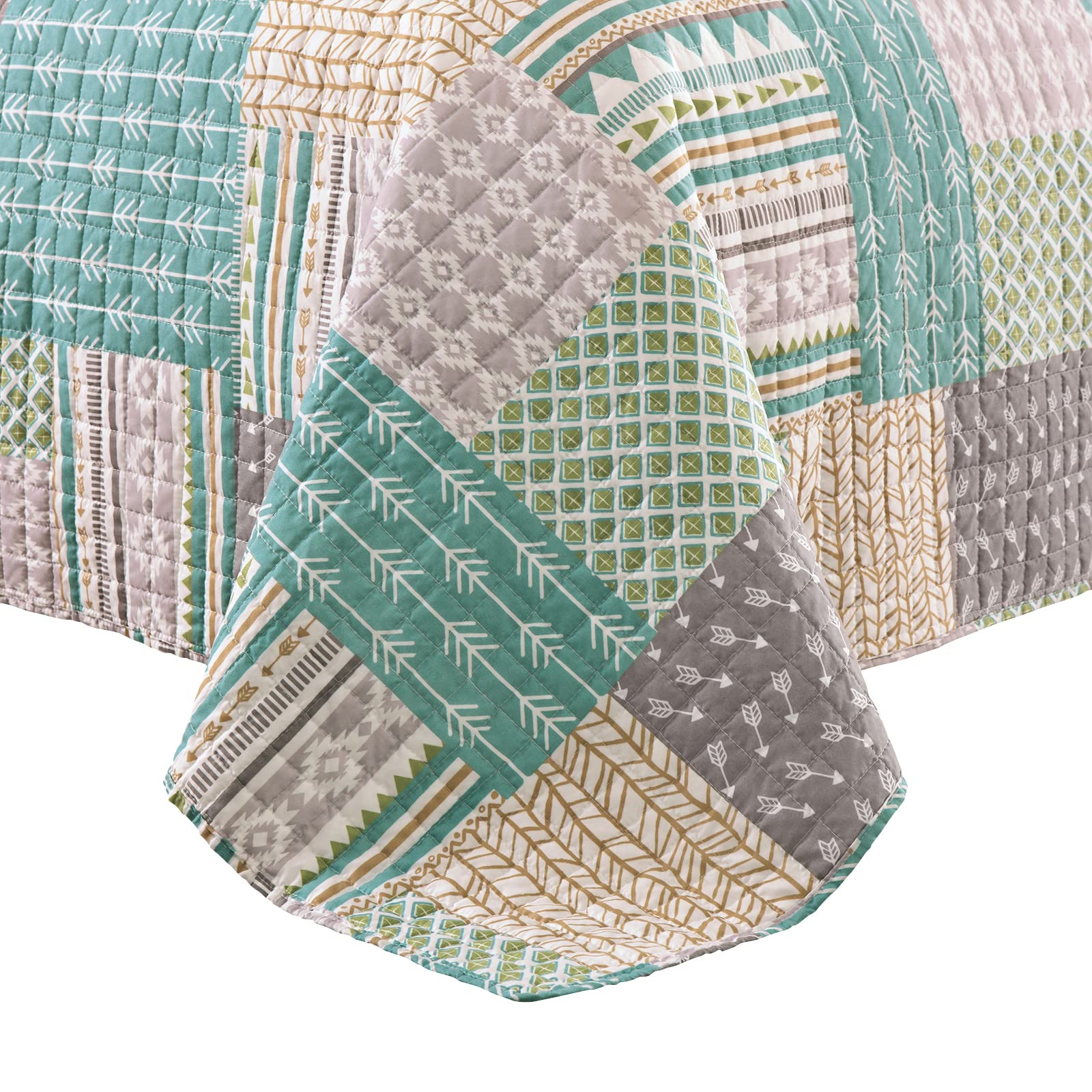 WOLTU Couver-lit Patchwork, Lot de 2 Dessus de Lit avec Boutis Imprimée, 170x210 cm