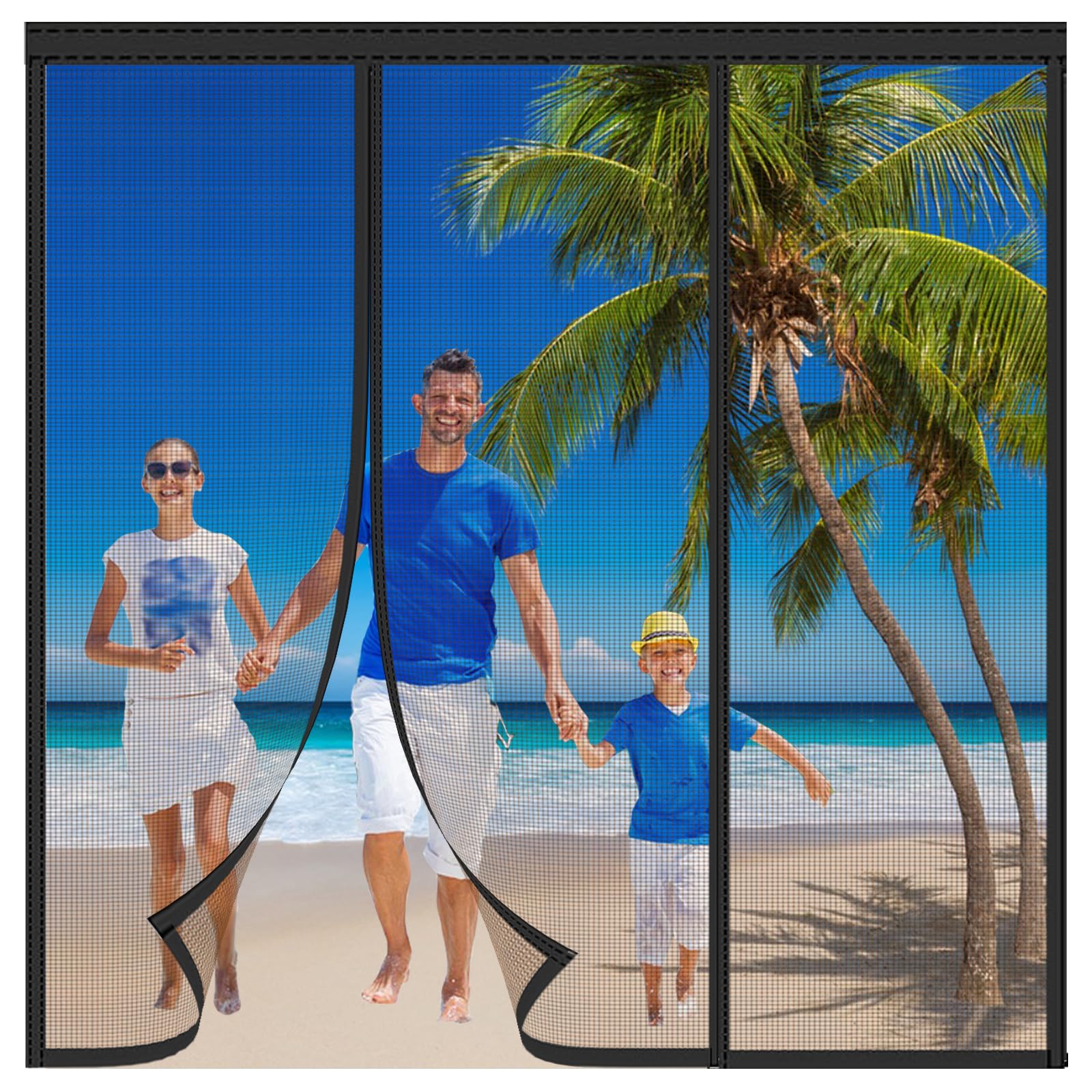 Magnetic Fly Screen Door,Reinforced Polyester Double Door Screen Curtain,Anti Mosquito Mesh Fly Curtain,Heavy Duty Bug Mesh Curtain for Sliding Door, Patio, Bedroom-Hands Free,Pets Friendly,150x200cm — image 1