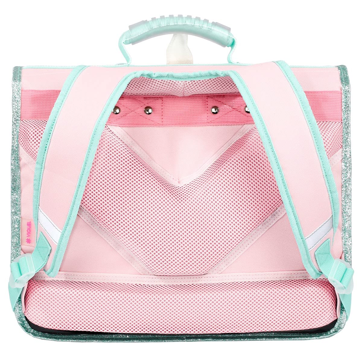 Cartable Princesse Maternelle CP – 35 Cm, Dos Rembourré, Bandes Réfléchissantes, 2 Compartiments, Rose Pastel