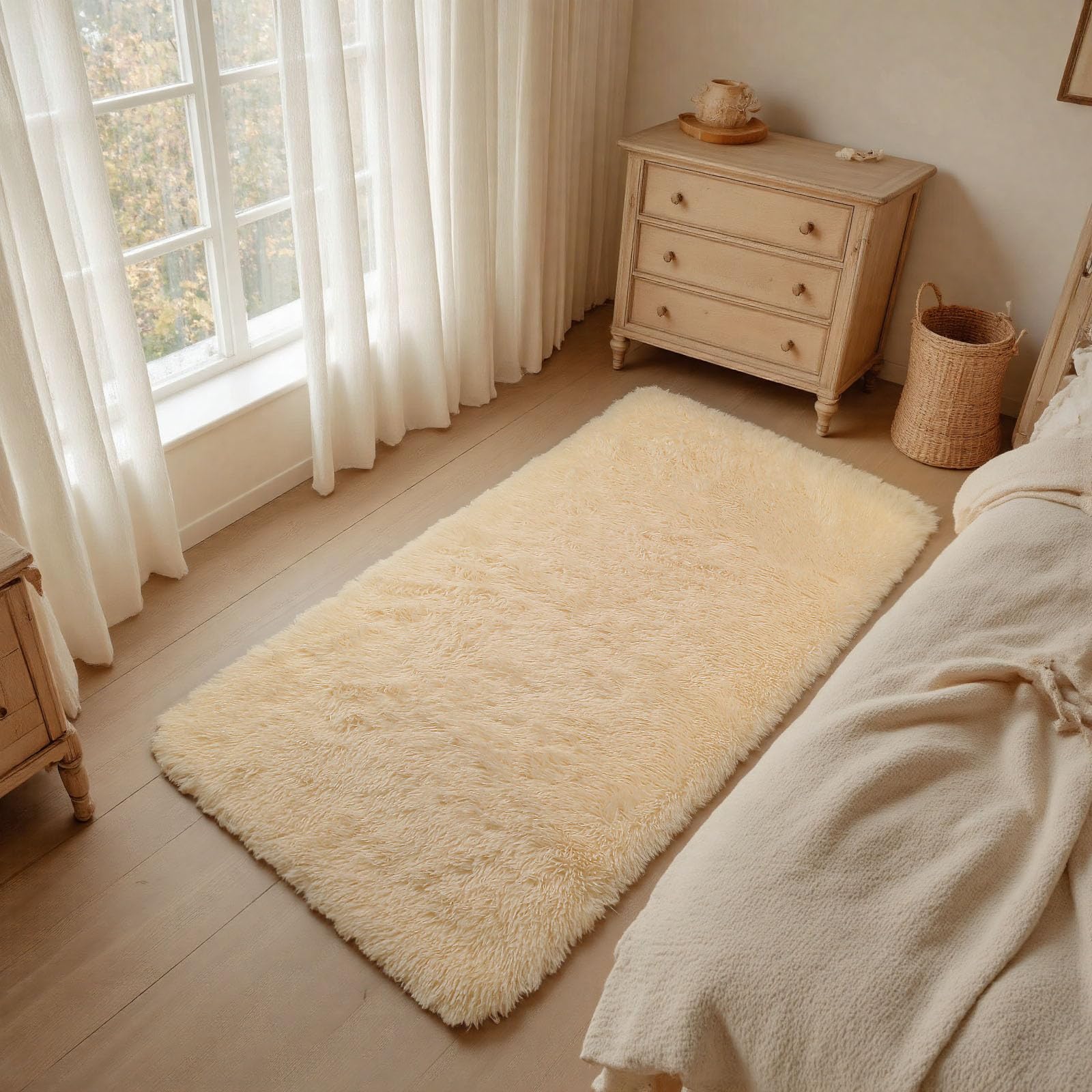 Sour Lemon Tapis de Salon Gris 80x160cm - Lavable, Antidérapant, Moelleux Shaggy pour Chambre à Coucher