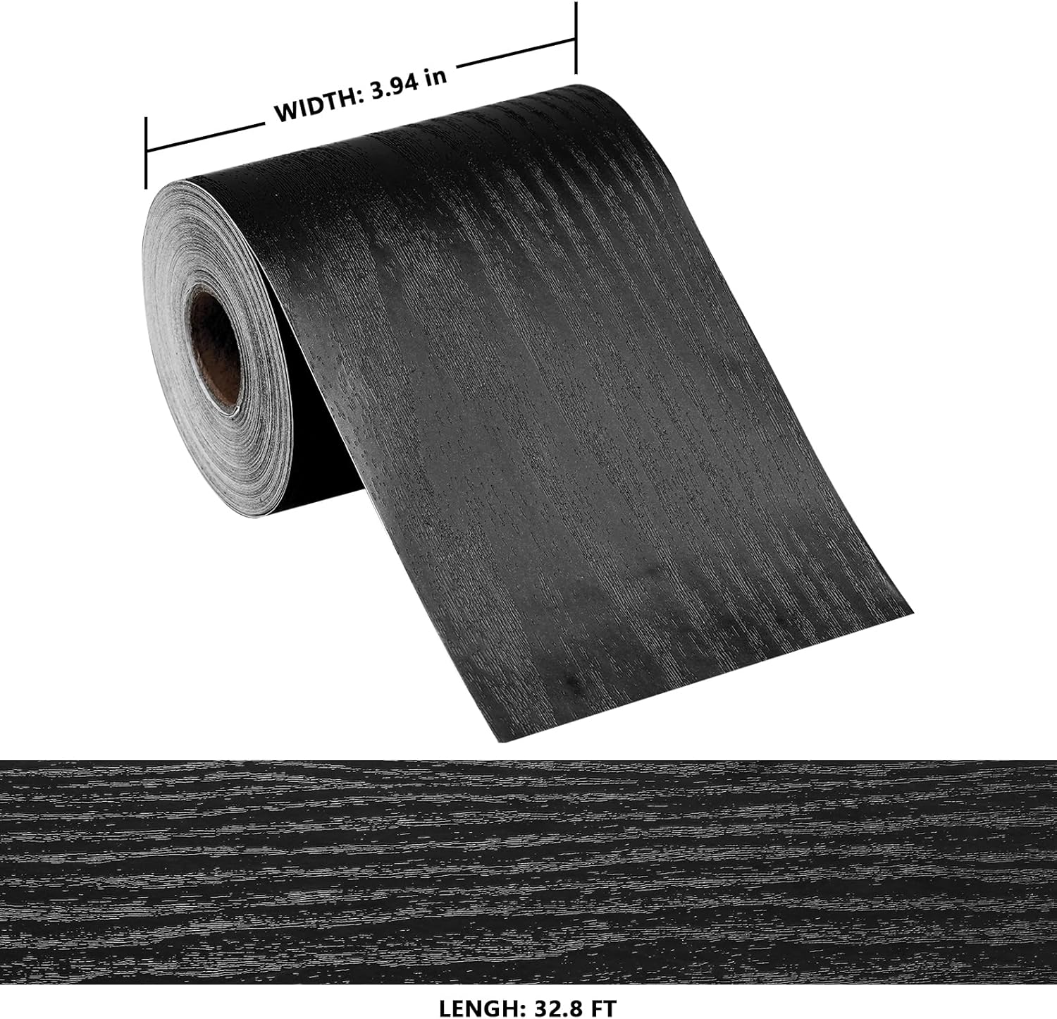 WADILE 32.8ft Black Wood Grain Wallpaper Border Mirror Frame Removable Waterproof, Peel and Stick Wall Paper Border Decor Self Adhesive, Kitchen Bathroom Sticker