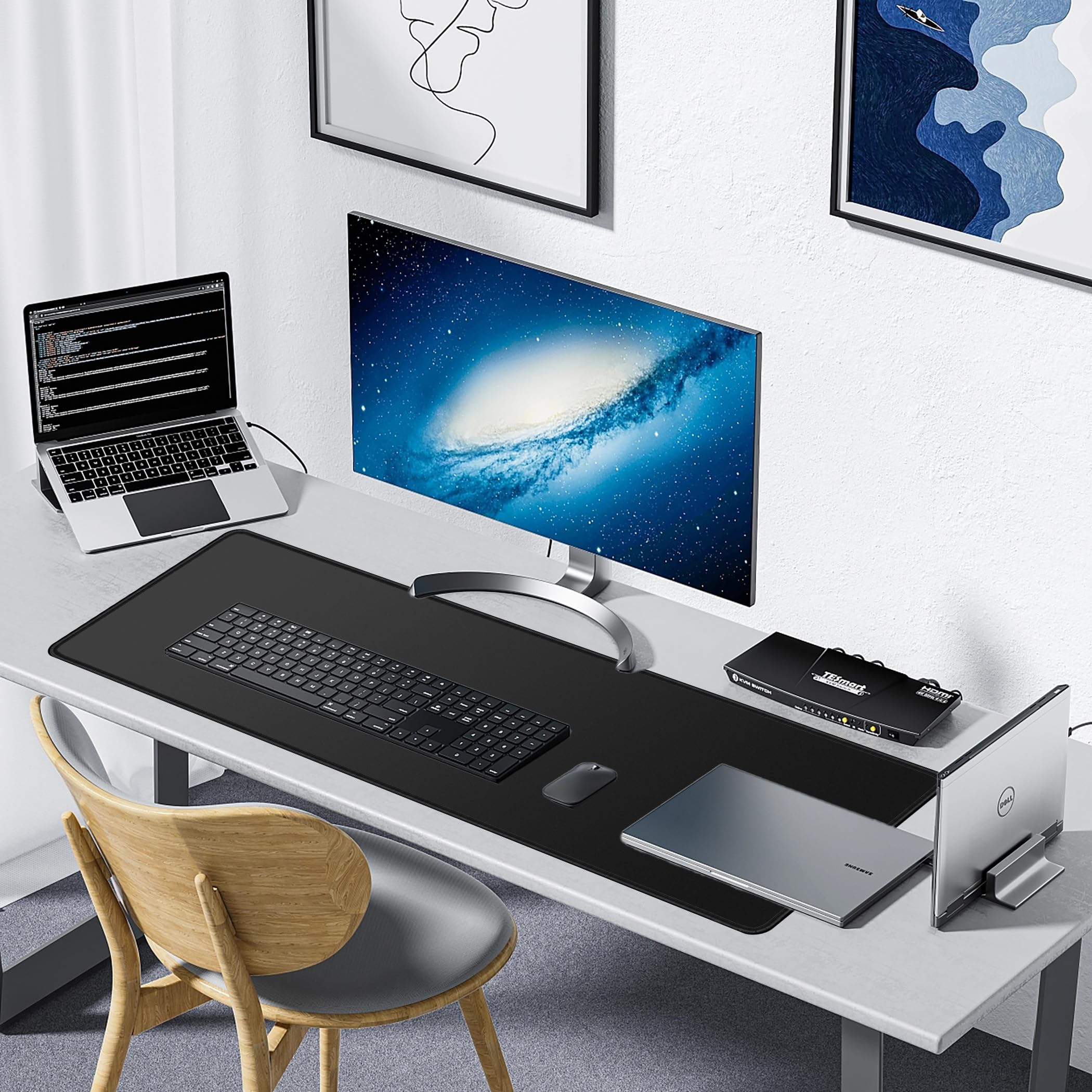 LL-COEUR Black Extended Gamer Mousepad 39.3"x11.8"x0.12", XXL Long Desk Topper Mat with Non-Slip Base for Keyboard Laptop - Image 3