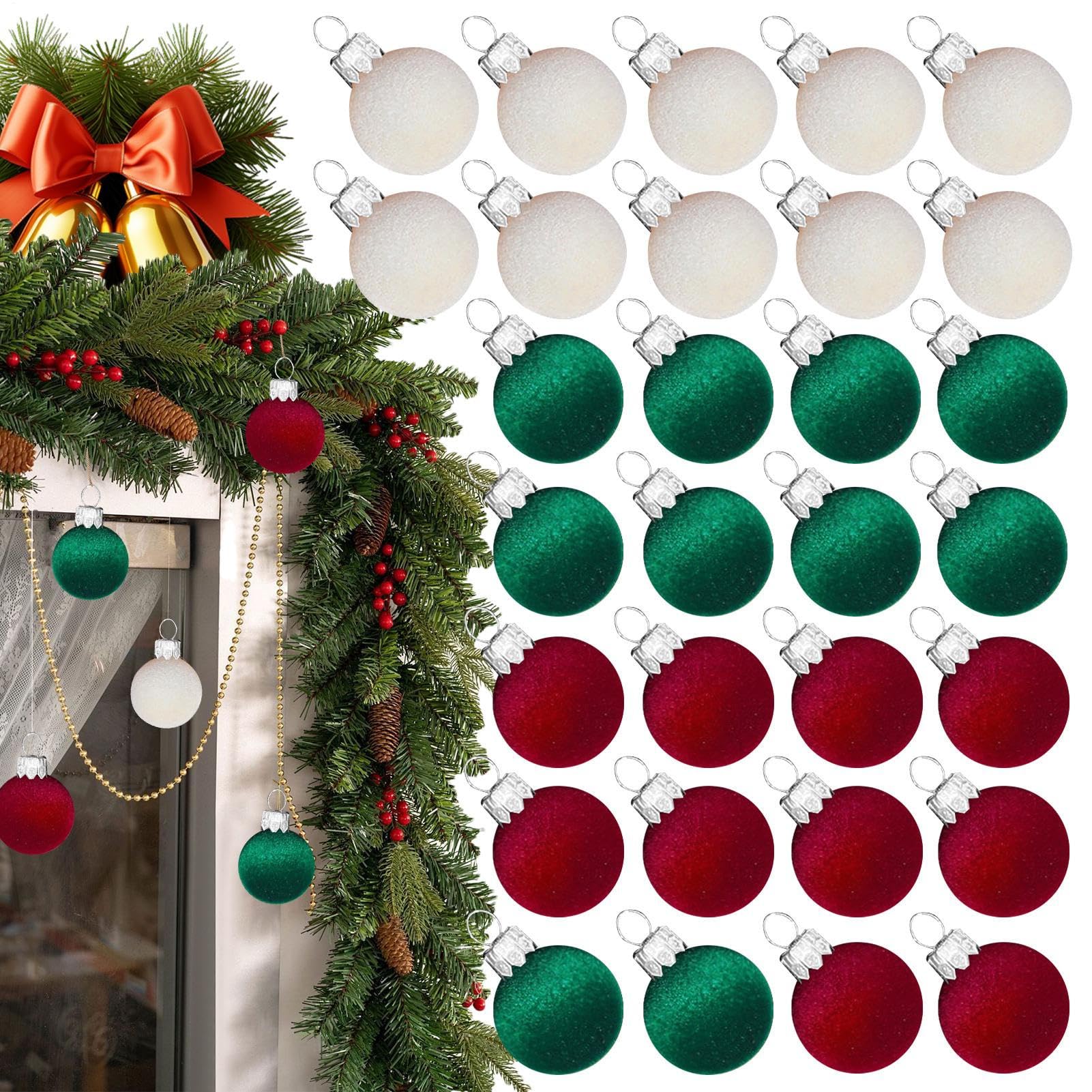 Boules de Noël floquées pour décoration de fête de Noël intérieure et jardin