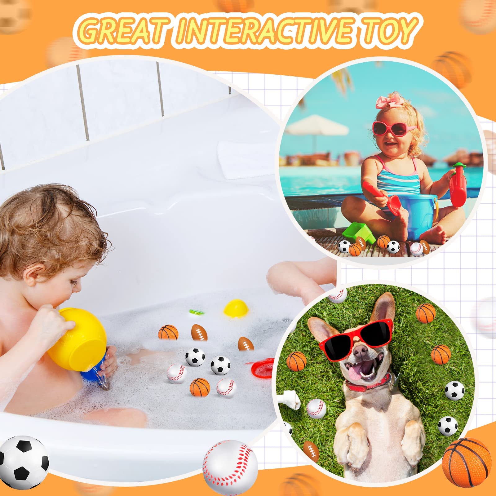 Civaner 100 Pieces Mini Stress Balls Sports Foam Balls Bouncy Foam ...