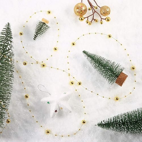 Miniatura 74 de Pangda Guirnalda de perlas artificiales de 65.6 pies para árbol de Navidad, cadena de hilos de cuentas de plástico, adorno para boda, fiesta de Rosa