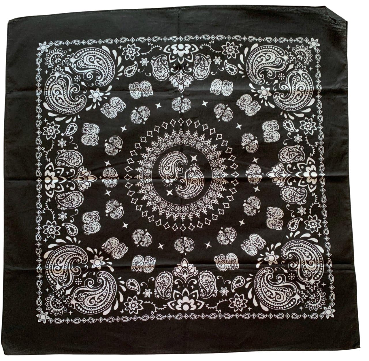 Vivana Unisex Black White Yin Yang Paisley Bandana Extra Large 100% Cotton Yin Yang Paisley Bandana Scarf Extra Large 100% Cotton Headscarf (Black White Yin Yang Paisley Bandana Extra Large 100% Cotton)