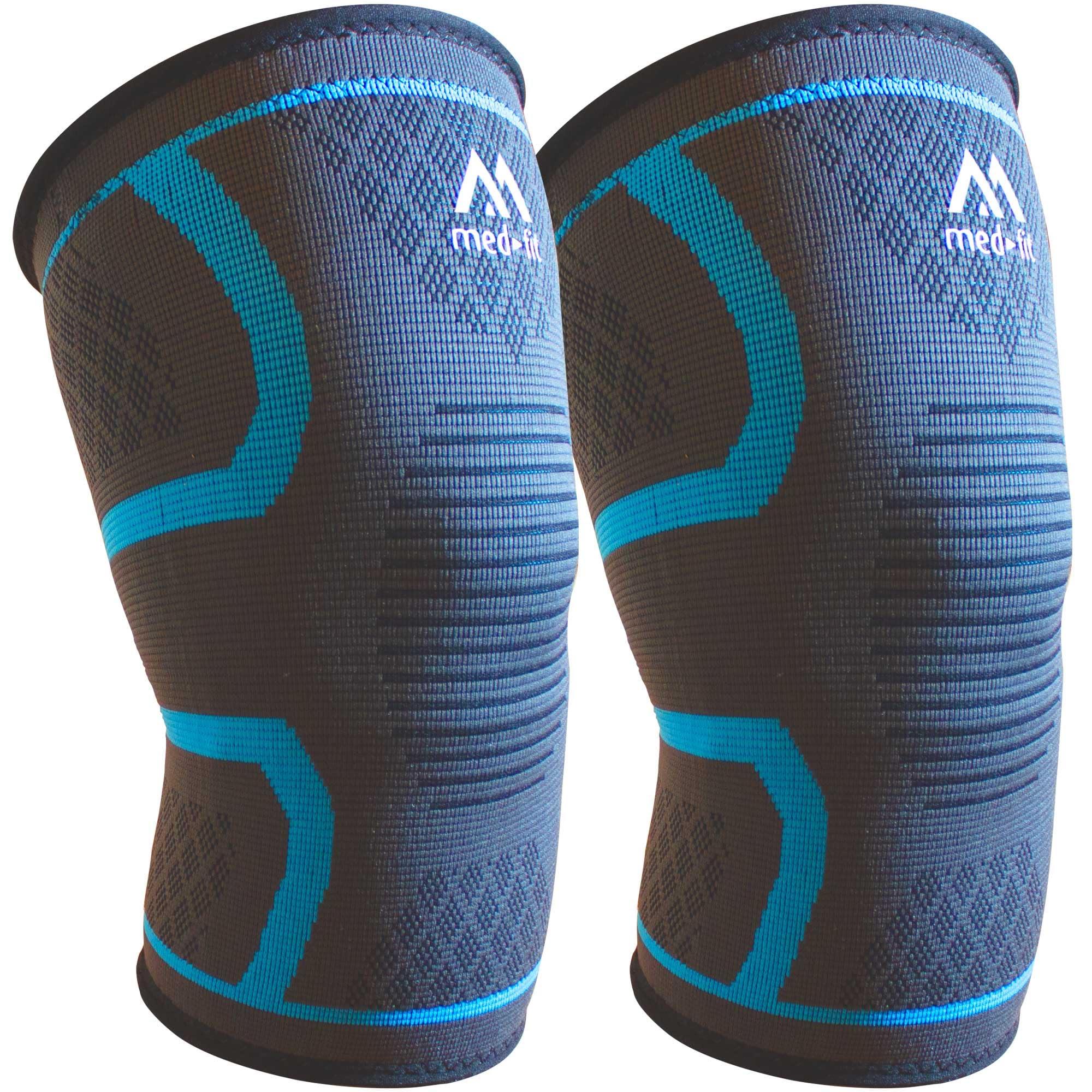 med-fit Stride Flex Knee Support 360 Degree 4 Way Compression Knee Sleeve - Knee Brace used for Runners Knee, Tendonitis, Joint Pain, Running, Sports (2, Blue, S)