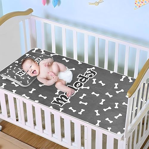 Miniatura 3 de Custom Dog Bone Crib Mattress Protector Pad for Boys Girls Baby Ice Silk Mat Bed Toddler Mattress Pad Cooling Mattress Topper for Crib Mattress, 52"