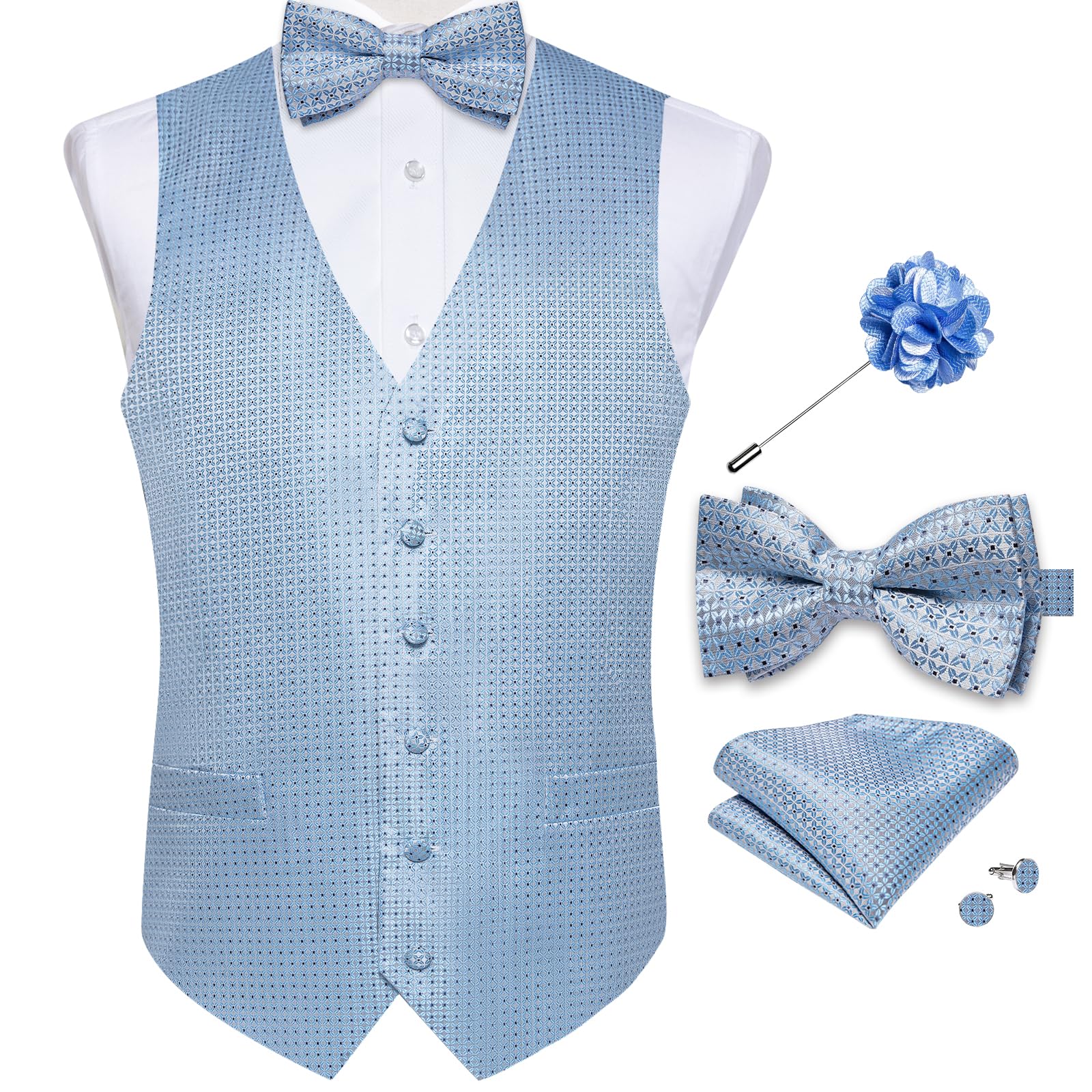 DiBanGu Mens Paisley Suit Vest Bowtie Formal/Casual Dress Waistcoat