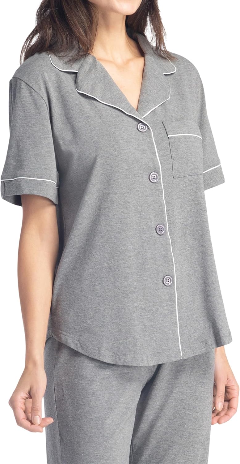 Fishers Finery Button Down Pajamas for Women Capri Pajama Sleepwear Set with Gift Box - Image 3