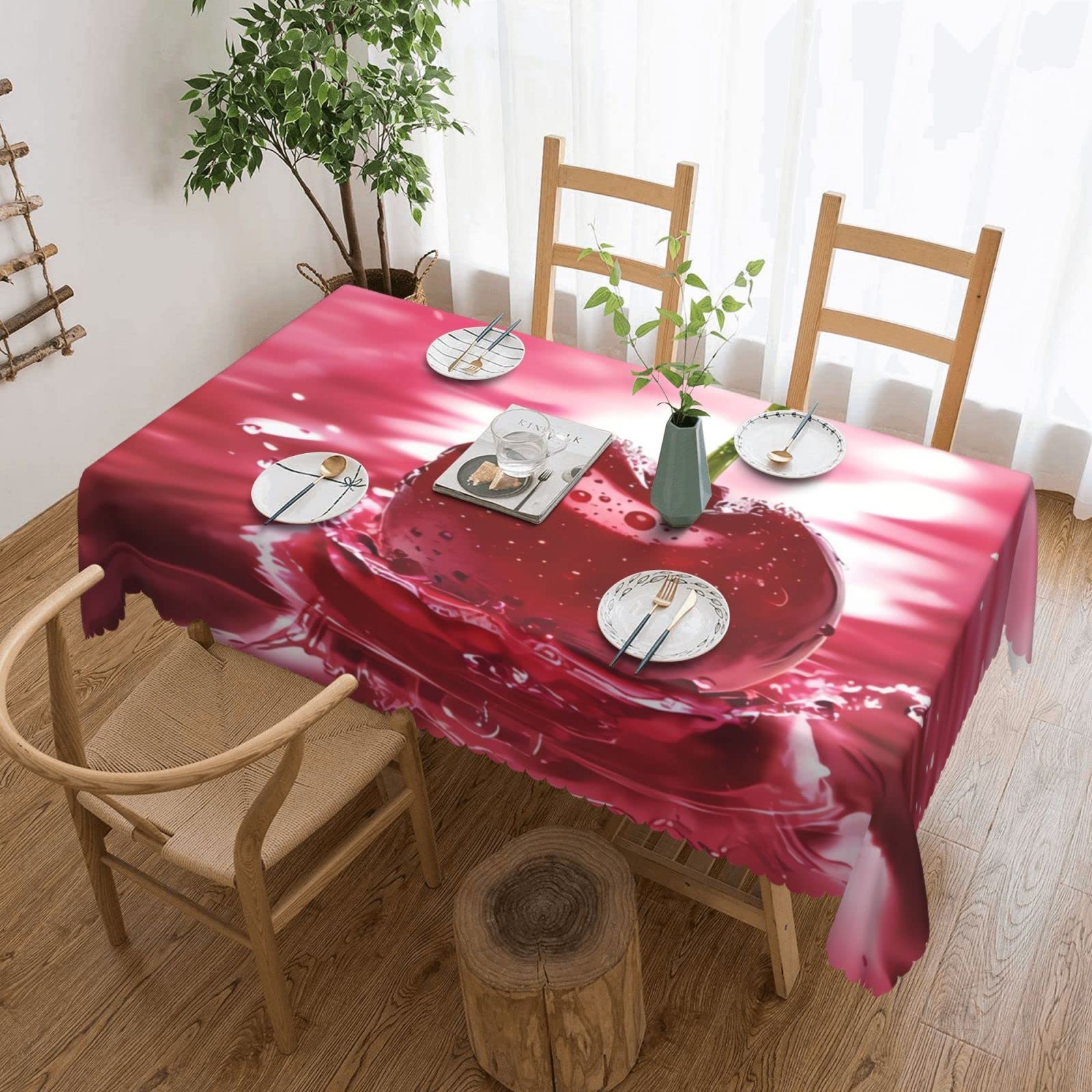 Nappe anti-tache et anti-pli rectangulaire imprimée cerises rouges 137x183