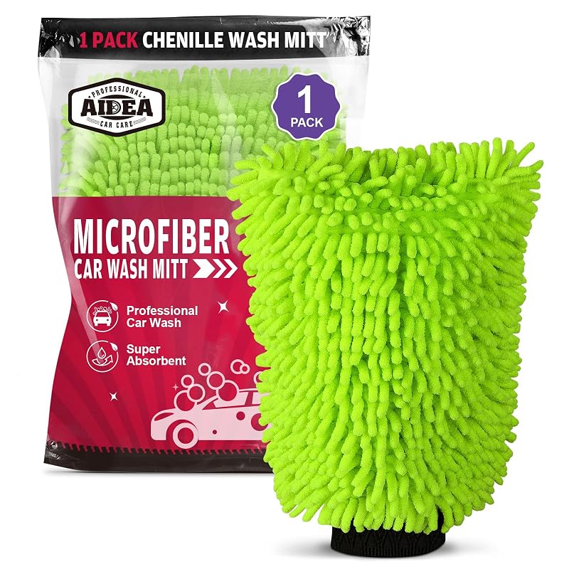 AIDEA Luva de Microfibra para Lavagem Automotiva Verde 25,8 x 18,1 cm, 1 unidade