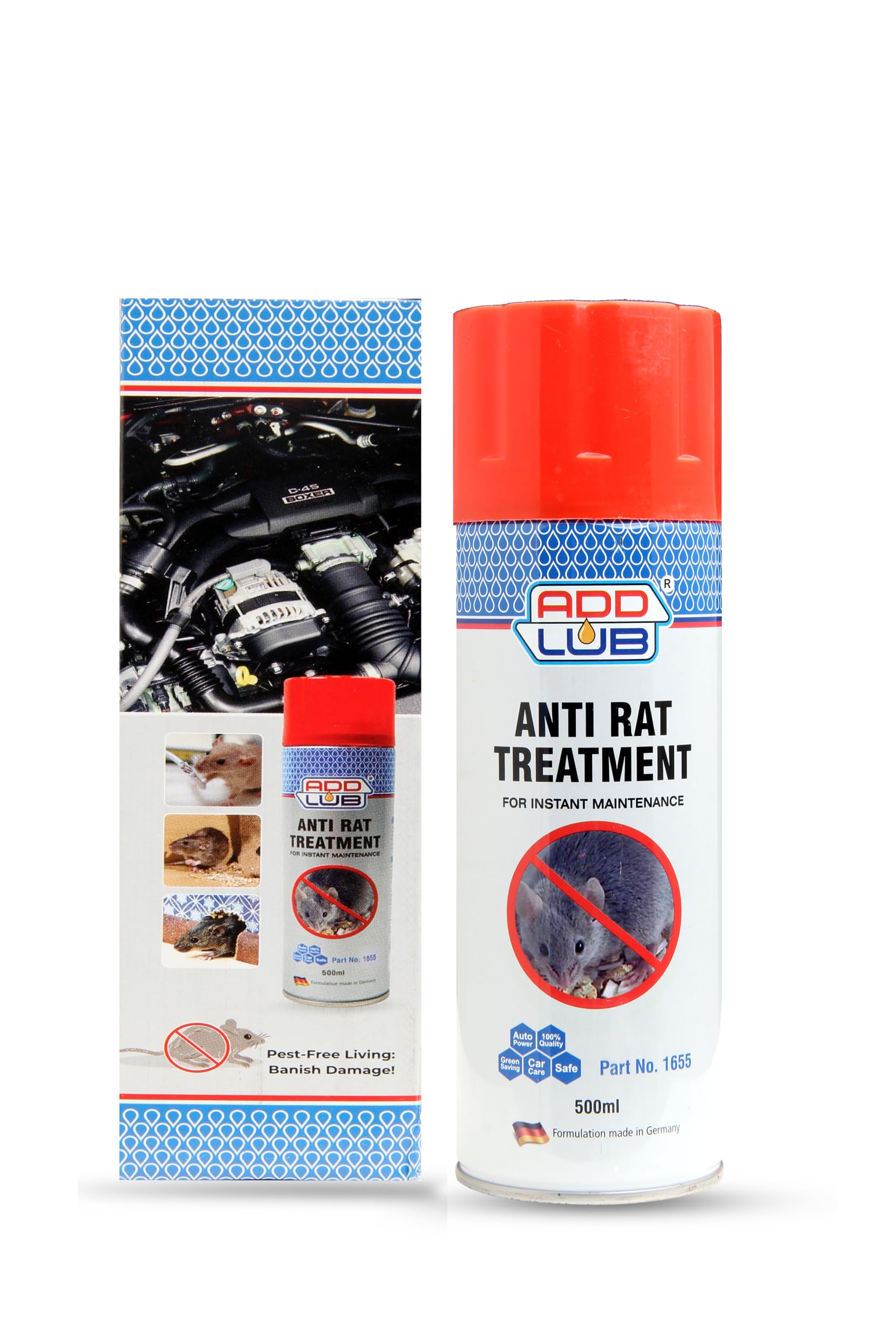 ADD LUB Rat Repellent Spray for Car – Effective Rat Spray for Car Engine, Wires, and Interior Protection (500 ML, Pack of 1) | Rodent Repellent for Car Engine and Wires | Permanent Solution for Rats | Also Suitable for Home Use | Rat Repellent Spray for Car