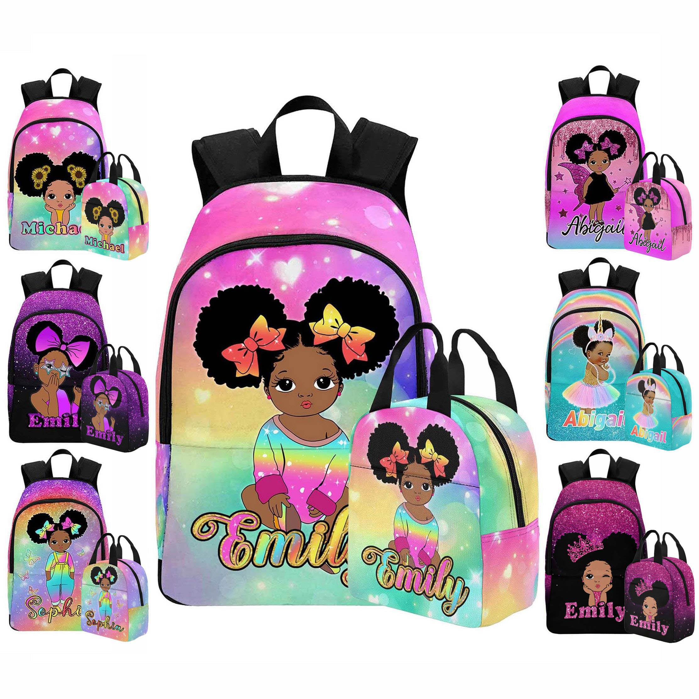 M YESCUSTOM Custom Girls Backpack with Name Personalized Elementary High School Bookbag Girl, Shoulder Bag for Girls Kids Teen Multi Color Travel