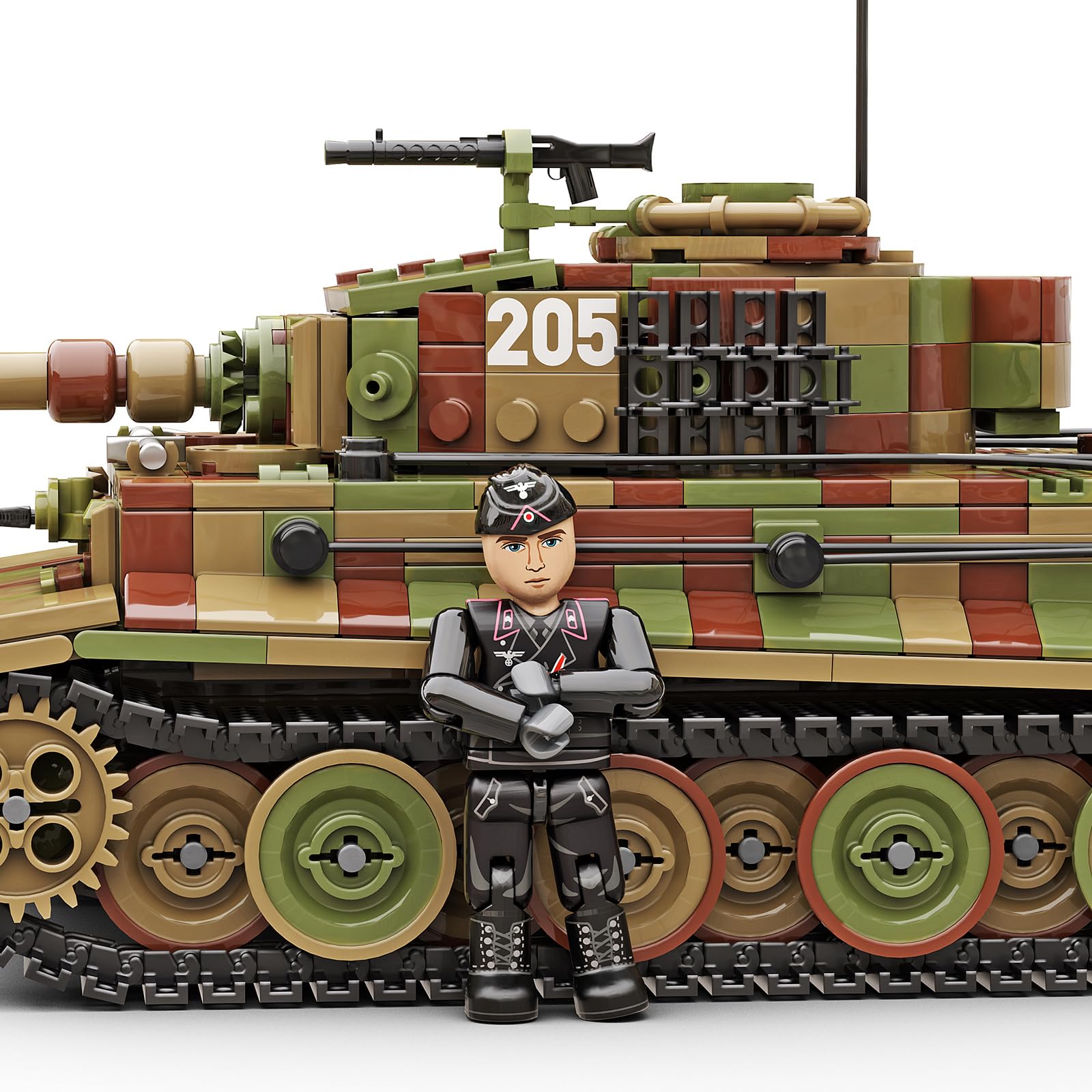 Buildarmy WW2 tedesco Tiger 1 E versione tardiva in mimetico, set di mattoncini per costruzione di modelli, 1157 pezzi