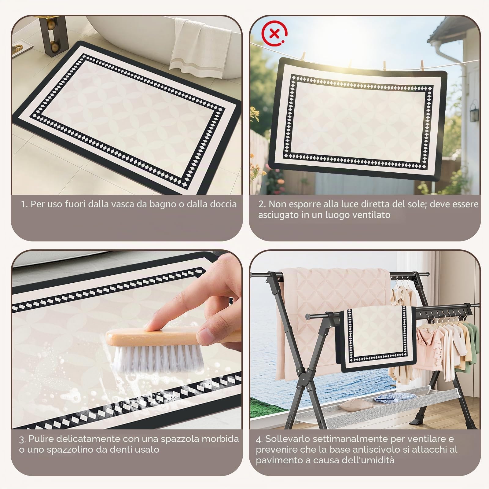 Livienne Antiscivolo Assorbente ad Asciugatura Rapida Tappeto in Diatomite per Bagno Tappeto in Pietra Diatomite, Giallo, Quadrato, 50 * 80 cm (Rettangolare, Geometrico)