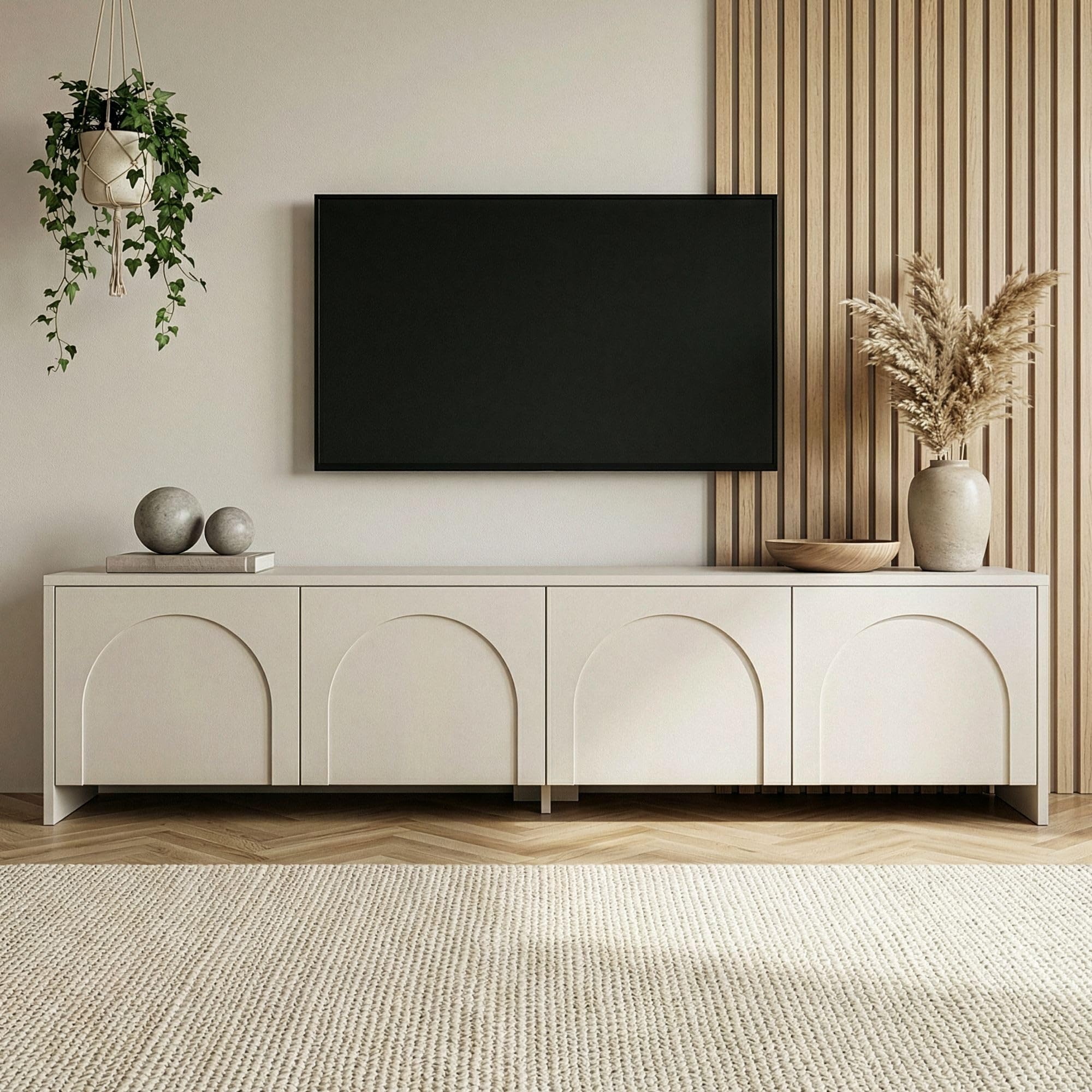 HABITAT ET JARDIN Meuble TV en Bois Aurelia - 180 x 32 x 45 cm - Crème