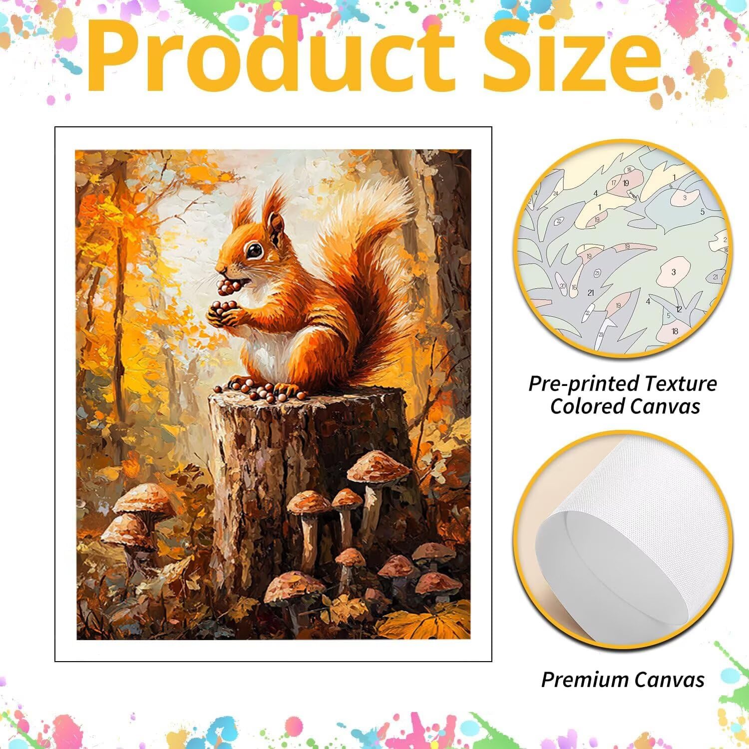 Eichhörnchen im Wald Malen Nach Zahlen Erwachsene Anfänger, 80x100cm c-826 | Handgemalt Ölgemälde Kit für Mädchen Jungen ab 7 8 9 Jahre, Rahmenlos, für die Wanddekoration zu Hause, DIY Acrylmalerei