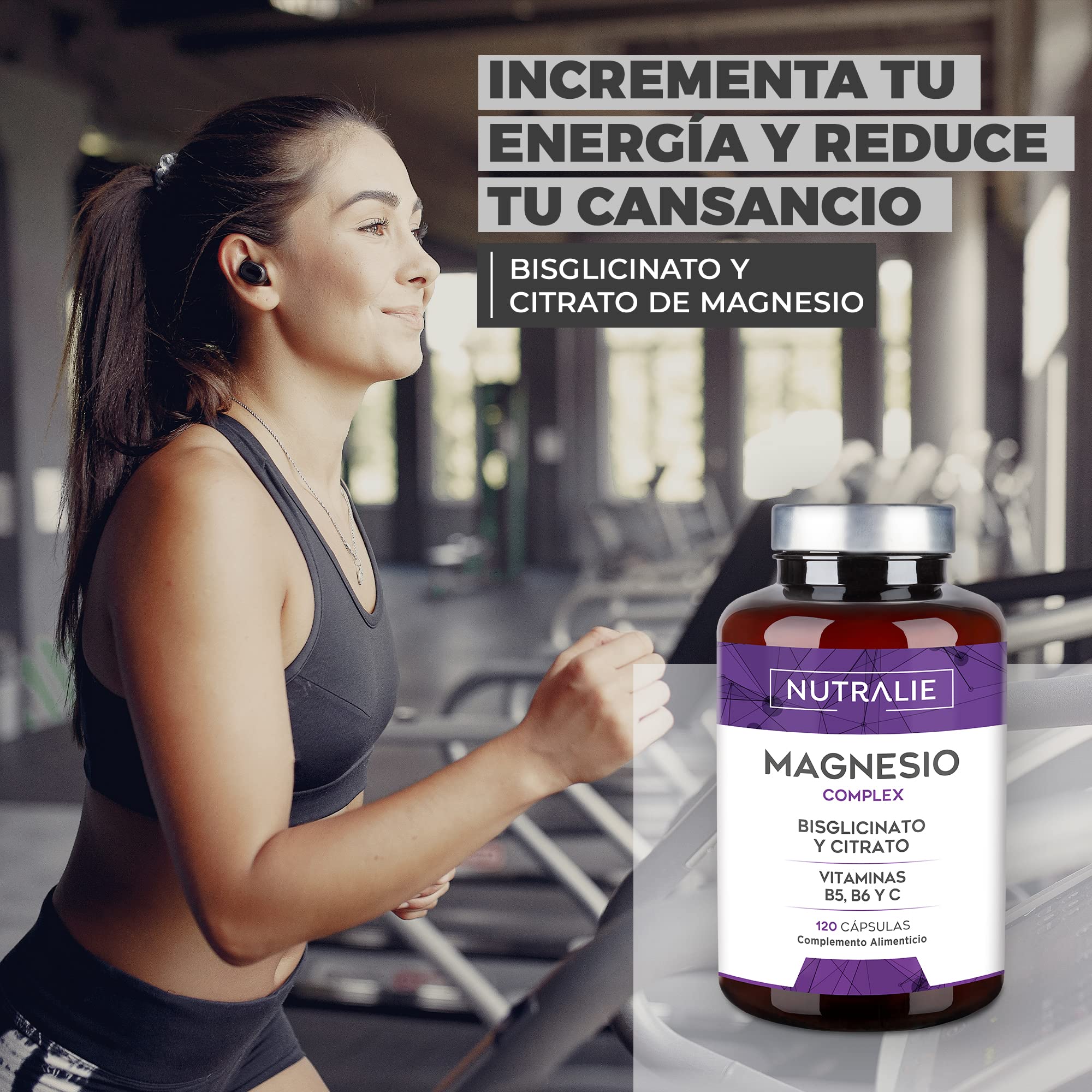 Magnesio Completo - Magnesio Citrato + Magnesio Bisglicinato 2145mg - Anti stress e Fatica - Integratore Magnesio con Vitamine B5, B6 e C Calcio | 120 Capsule Vegane Nutralie (Confezione da 2)