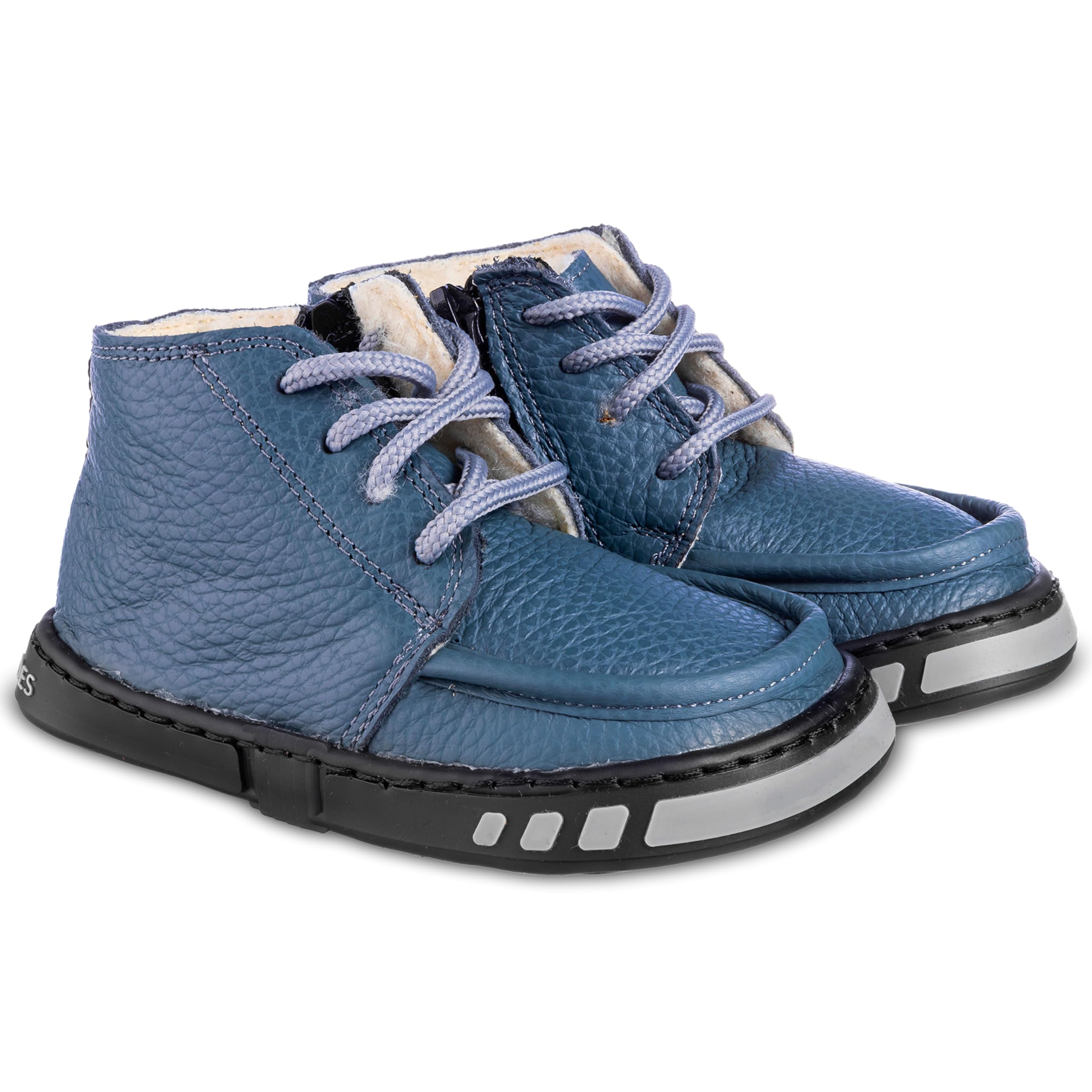 Magical Shoes Winter Barfußstiefel Für Kinder – Gefütterte Leder-Halbstiefel Mit Klettverschluss