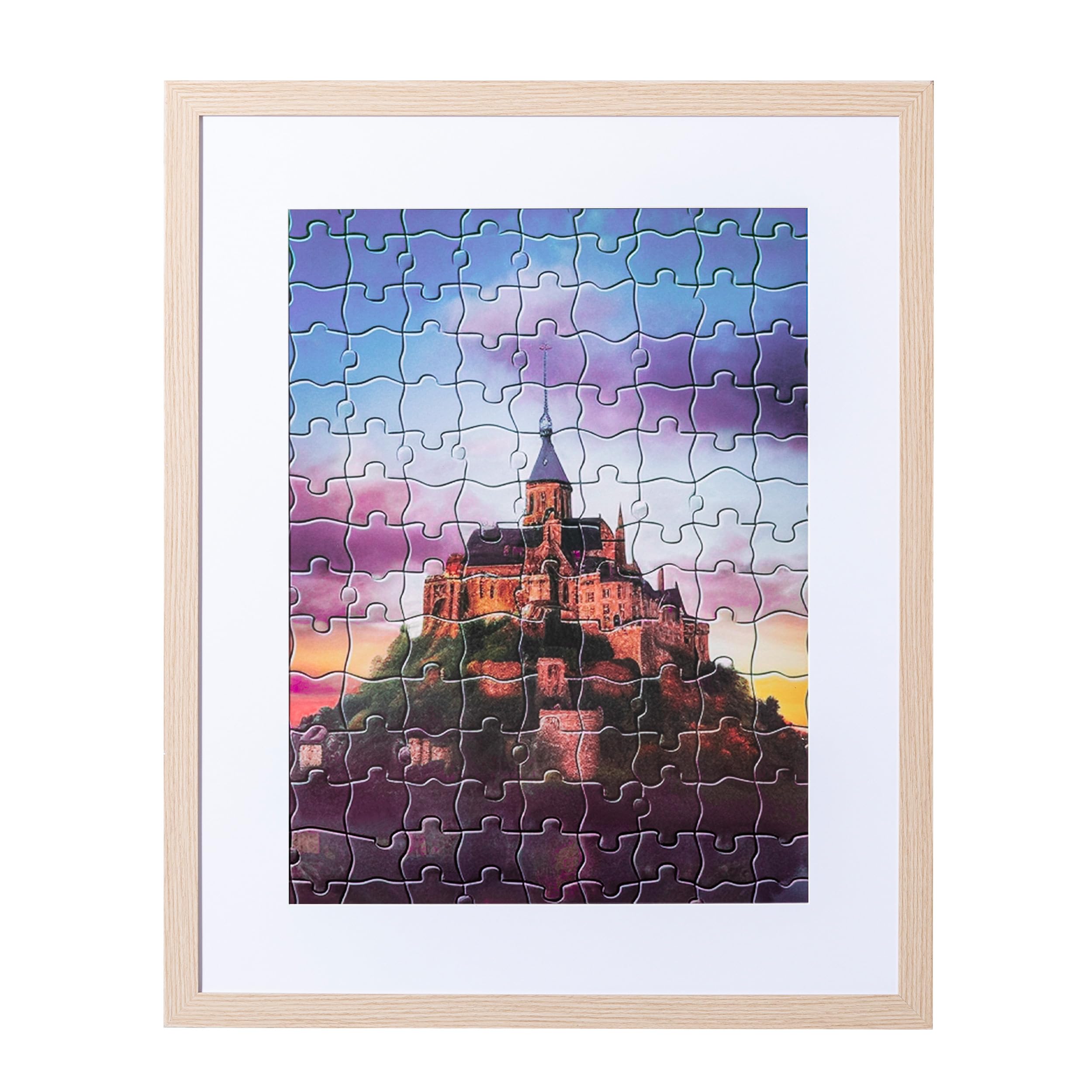 eletecpro 24x30 Picture Frame for Puzzles, Poster Frame for Decorating Living Room, Offices, or Gallery, Puzzle Frame Make Desirable Present for Puzzle & Art Lovers, Natural