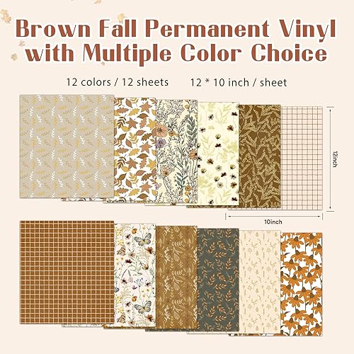 Miniatura 58 de Tintnut Vinilo permanente tono de piel, 18 hojas de 12 x 10 pulgadas, vinilo adhesivo permanente para máquina de cortar, autoadhesivo marrón