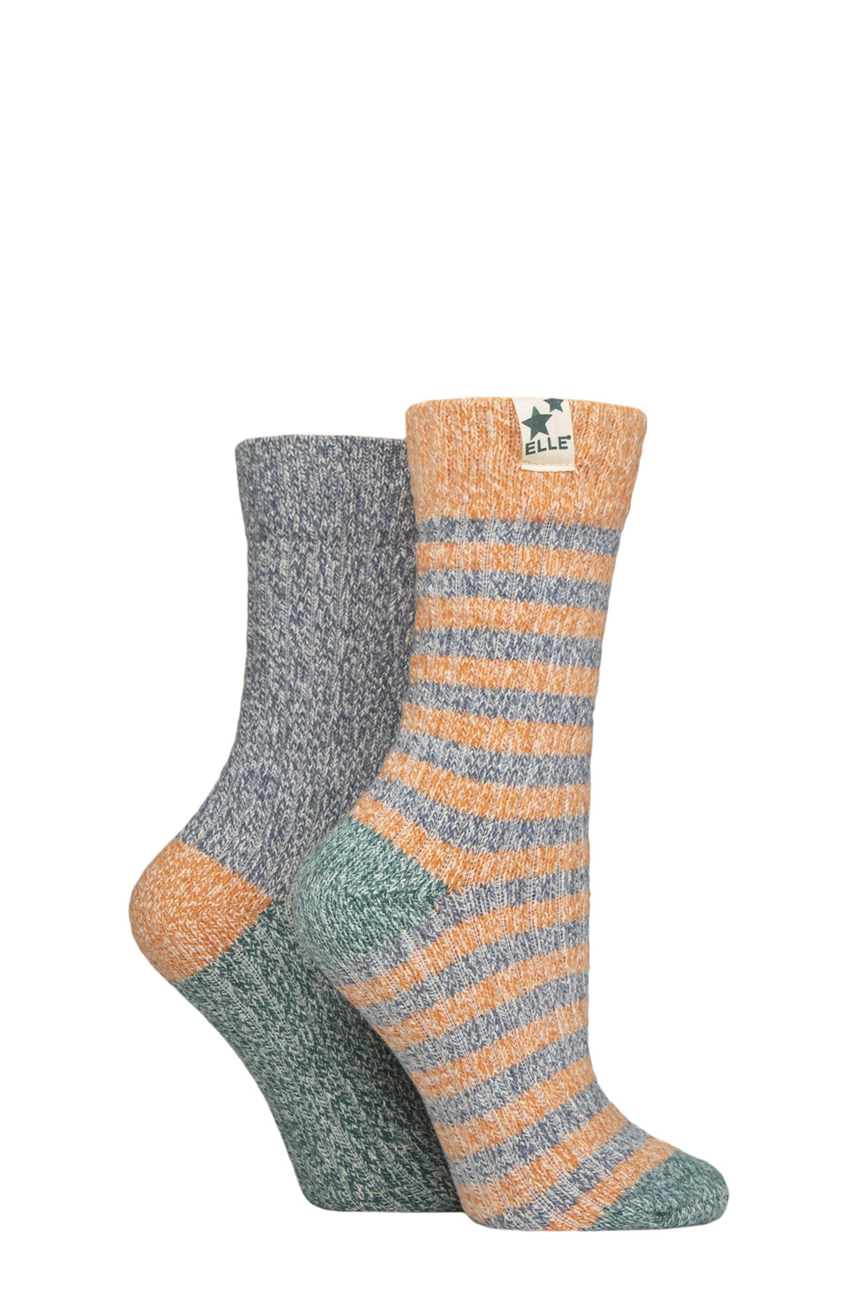 Elle Women's Marmalade Ribbed Boot Socks - Feminine, Chunky And Soft, For The Outdoors, Walking And Hiking In A Multipack Of 2 Size 4-8