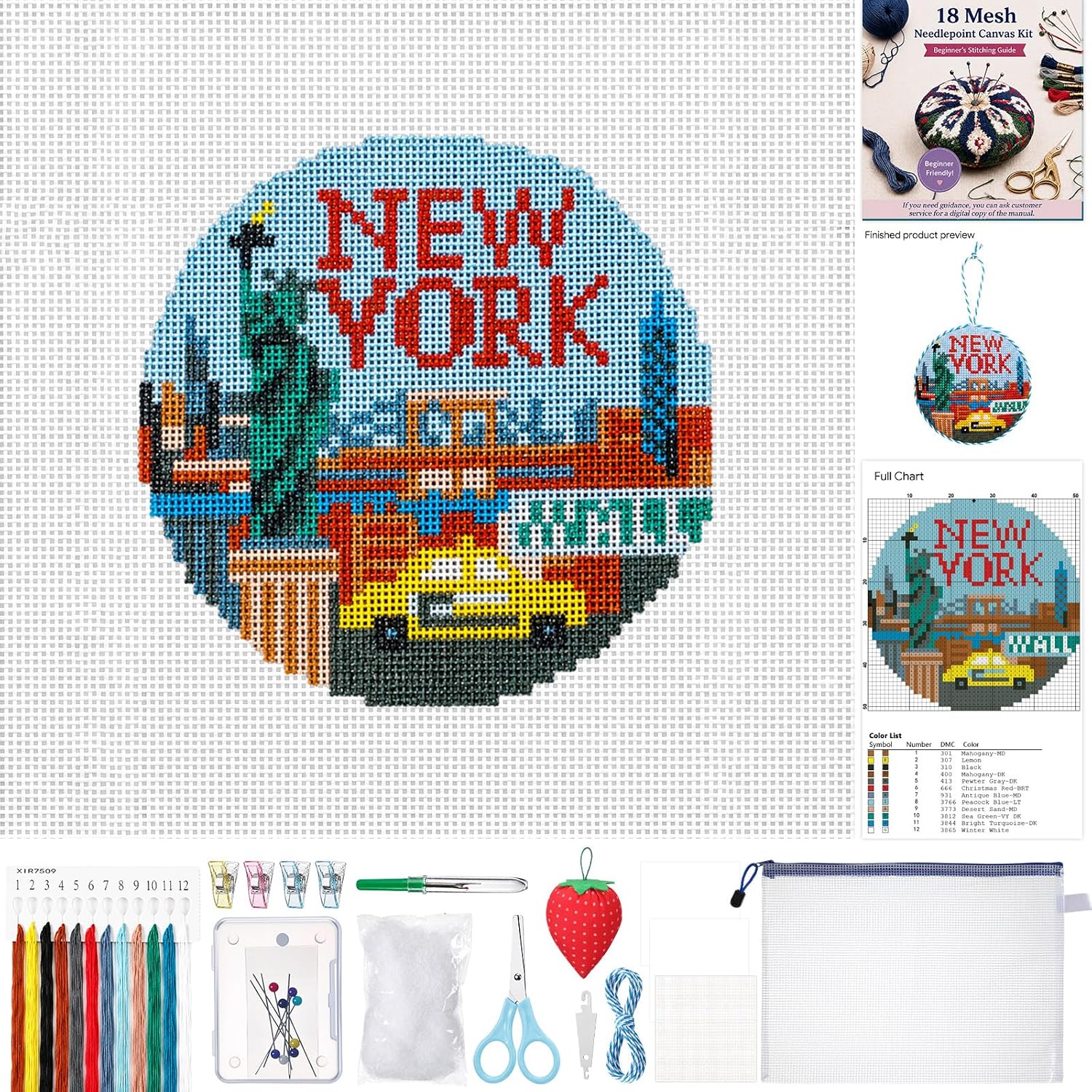 Rivvlive 26 Pcs Half Shell Oyster 18 Mesh Needlepoint Canvas Kit Beginner