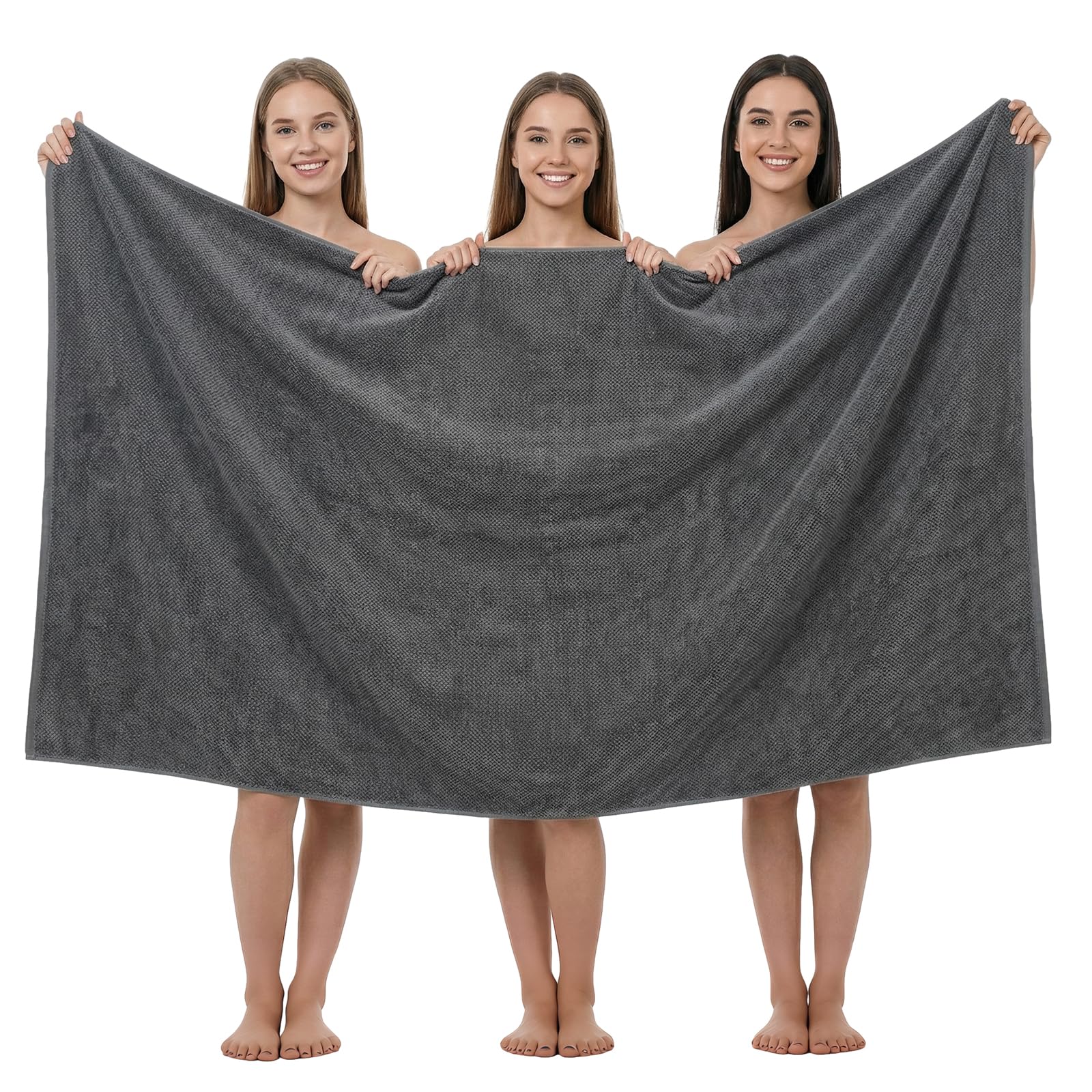 REDKISS 1 Pack Jumbo Bath Sheet, 100 x 200cm Microfibre Bath Towels for Bathroom, Extra Large & Lightweight, Quick-Dry, Super Soft & Highly Absorbent Towels, Perfect to Wrap Yourself in, Dark Gray