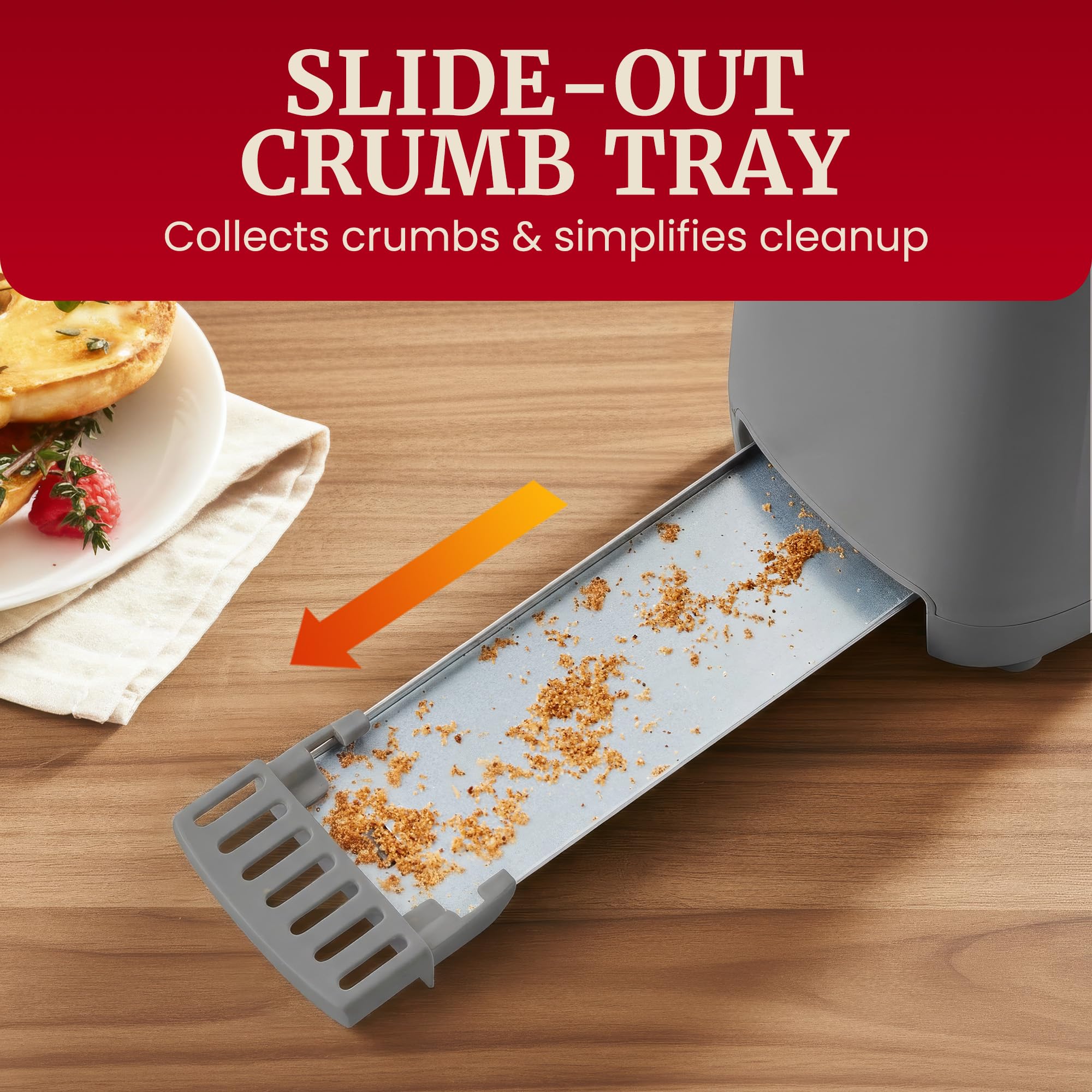 Elite Gourmet SLIMTOAST Toaster - 6 Settings, Large Slots -5