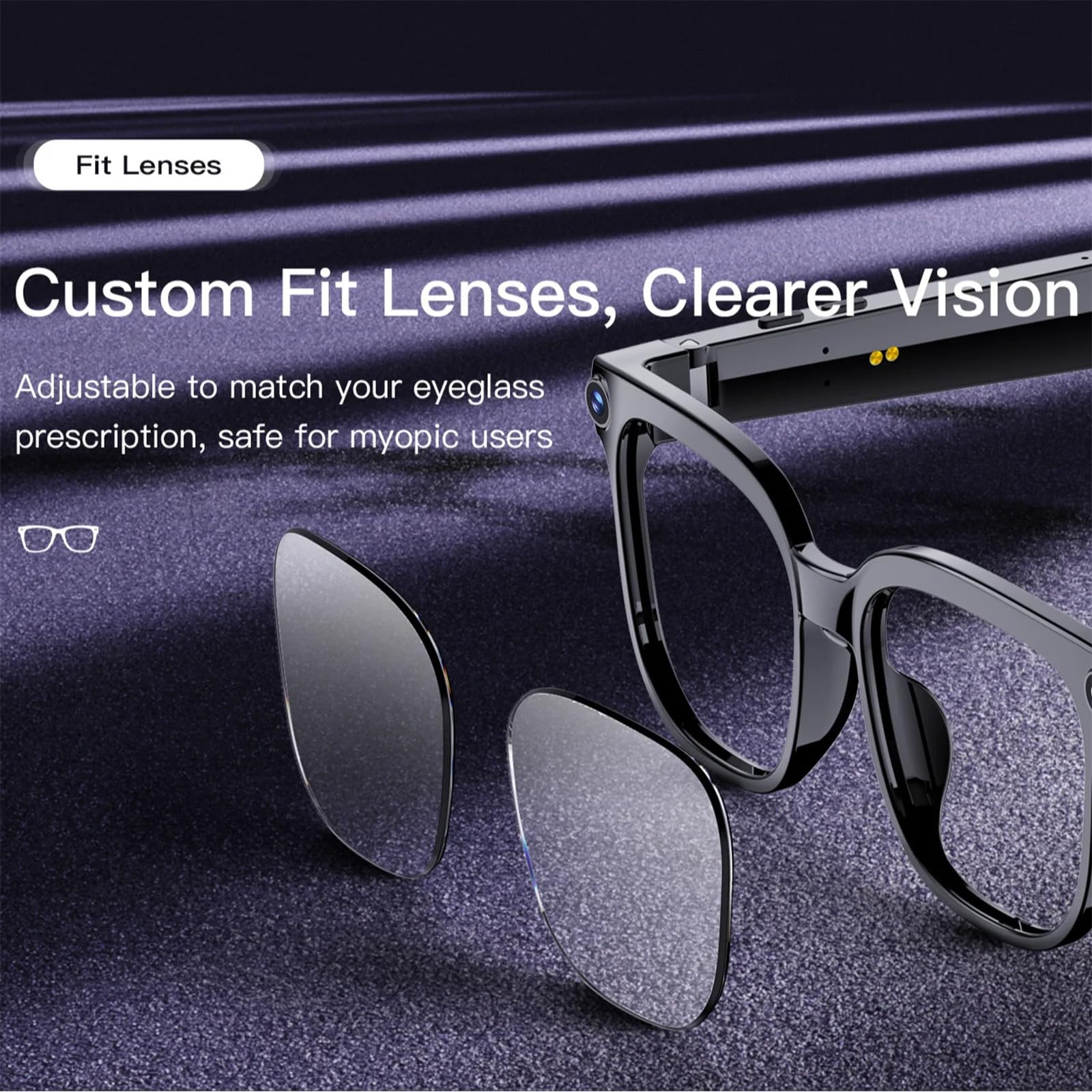 ULUCAN Gafas inteligentes con IA y cámara de 8 MP, gafas de sol con audio Bluetooth de oído abierto para hombres y mujeres, asistente de voz con IA, reconocimiento de objetos, traducción