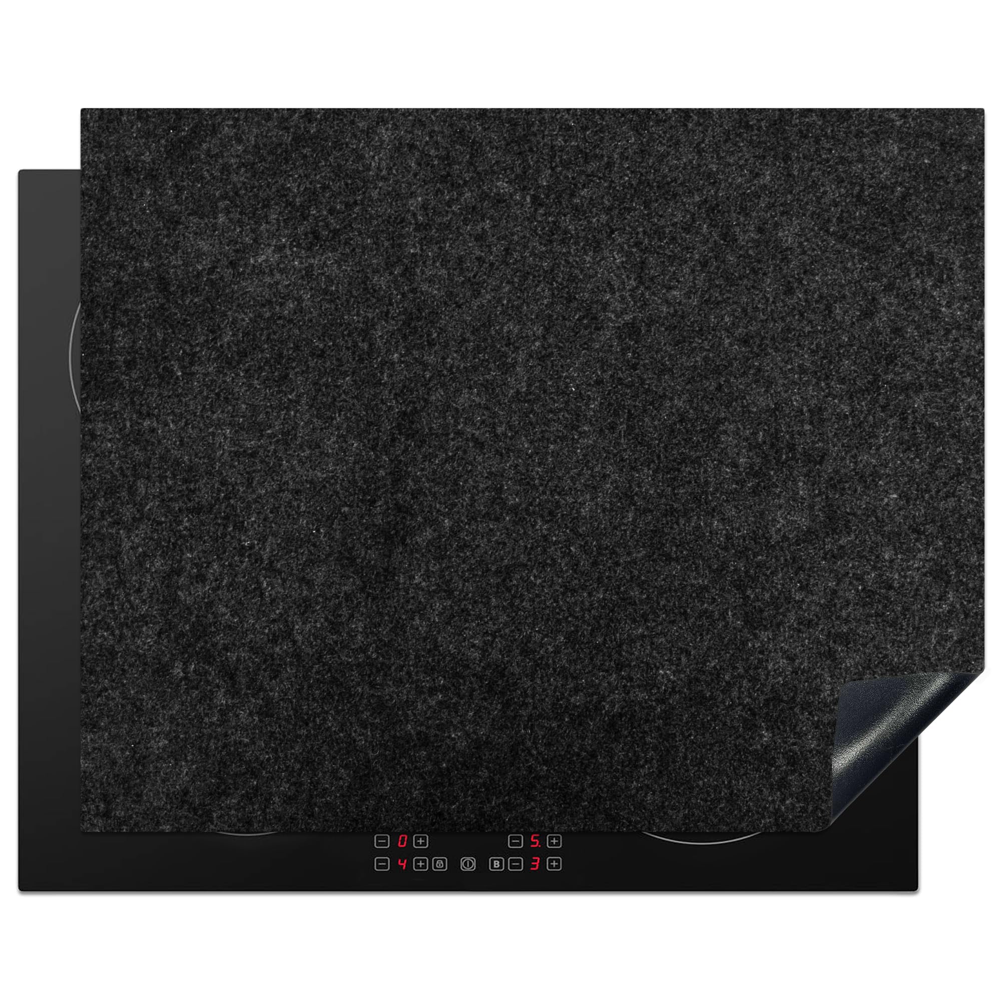 KitchenYeah© Induction Hob Protector Mat 20.5"x25.6" / 65x52 cm Stove Cap Top Cover Kitchen Cooker Covers for Electric Hobs Vinyl Granite - Black - Granite Structure - Dark