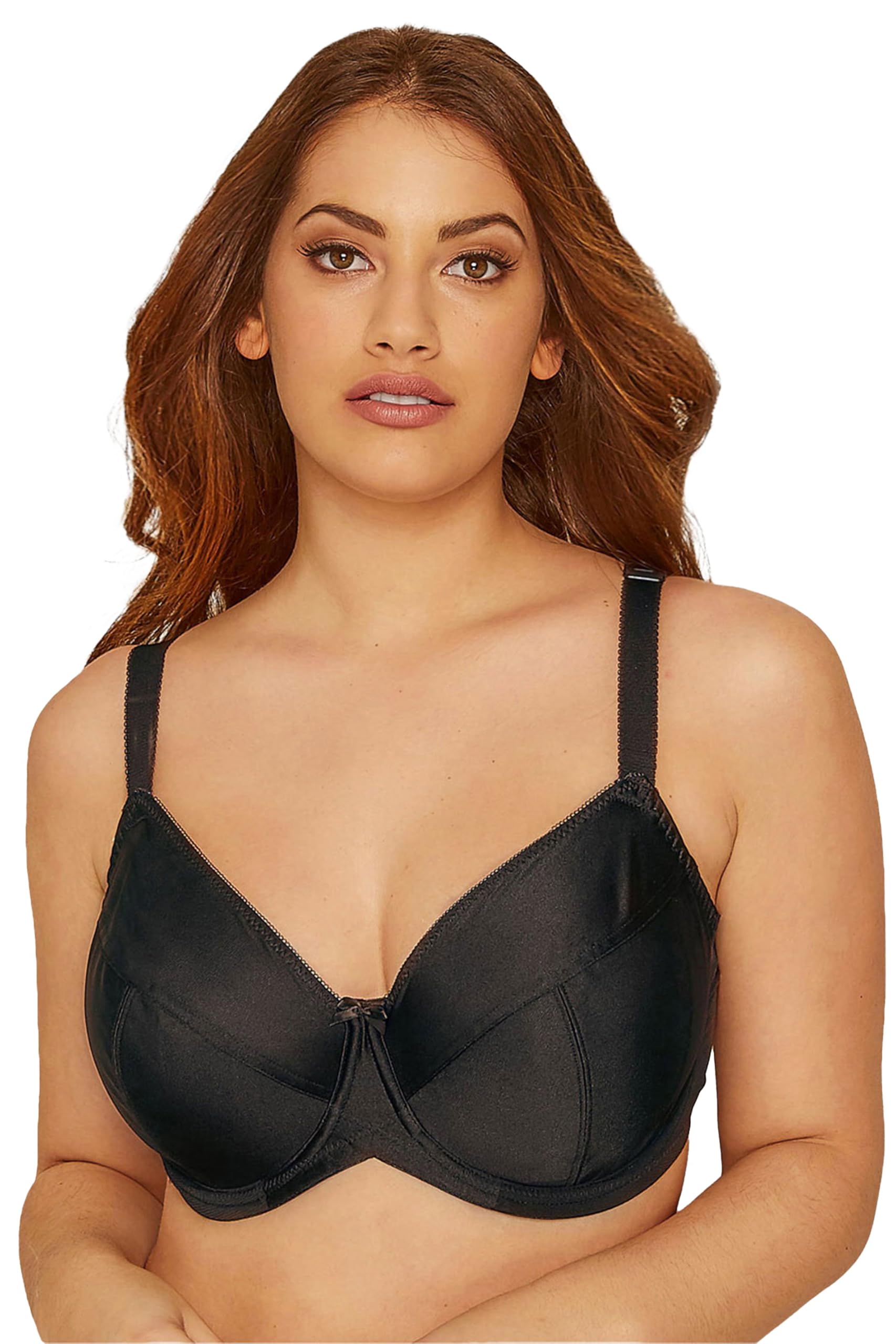 Women's Black Yours Plus Size Smooth Classic Nonpadded Underwired Full Cup Bra Size 50G