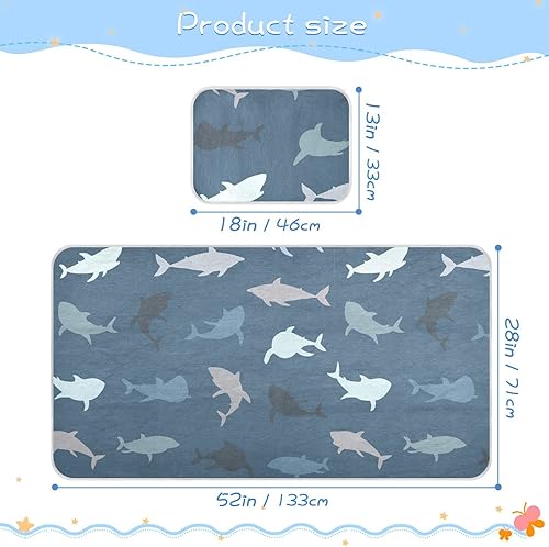 Miniatura 2 de Shark Crib Mattress Protector Cooling Mattress Topper Mini Crib Mattres Pad Cover Play Mat Ice Silk Cooling Pad & Pillow Washable & Breathable for