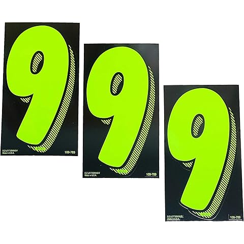 EZ Line Vinyl Decals for Cars Chartreuse Large Number Stickers Windshield Pricing Number (Number 9)