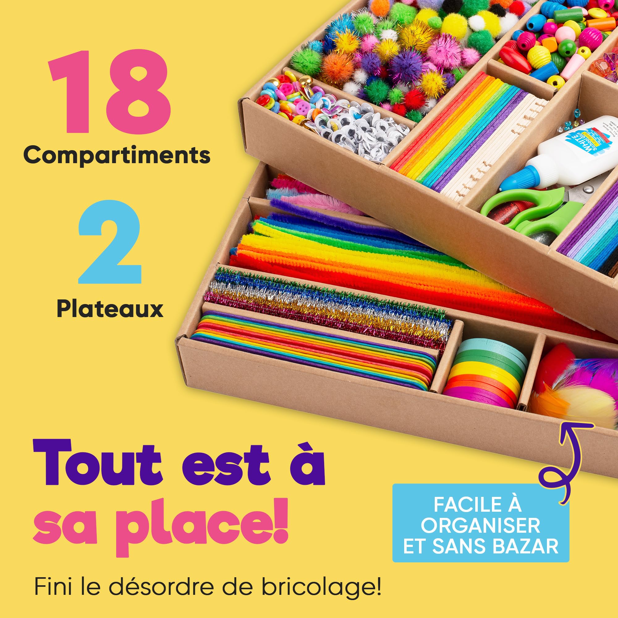Blue Squid Boite Activités Manuelles pour Enfants - Maxi Coffret 3000 Pcs ge 4-12 ans, Kit Loisir Creatif Enfant, Kit Bricolage Enfants, Activité Manuelle Enfant