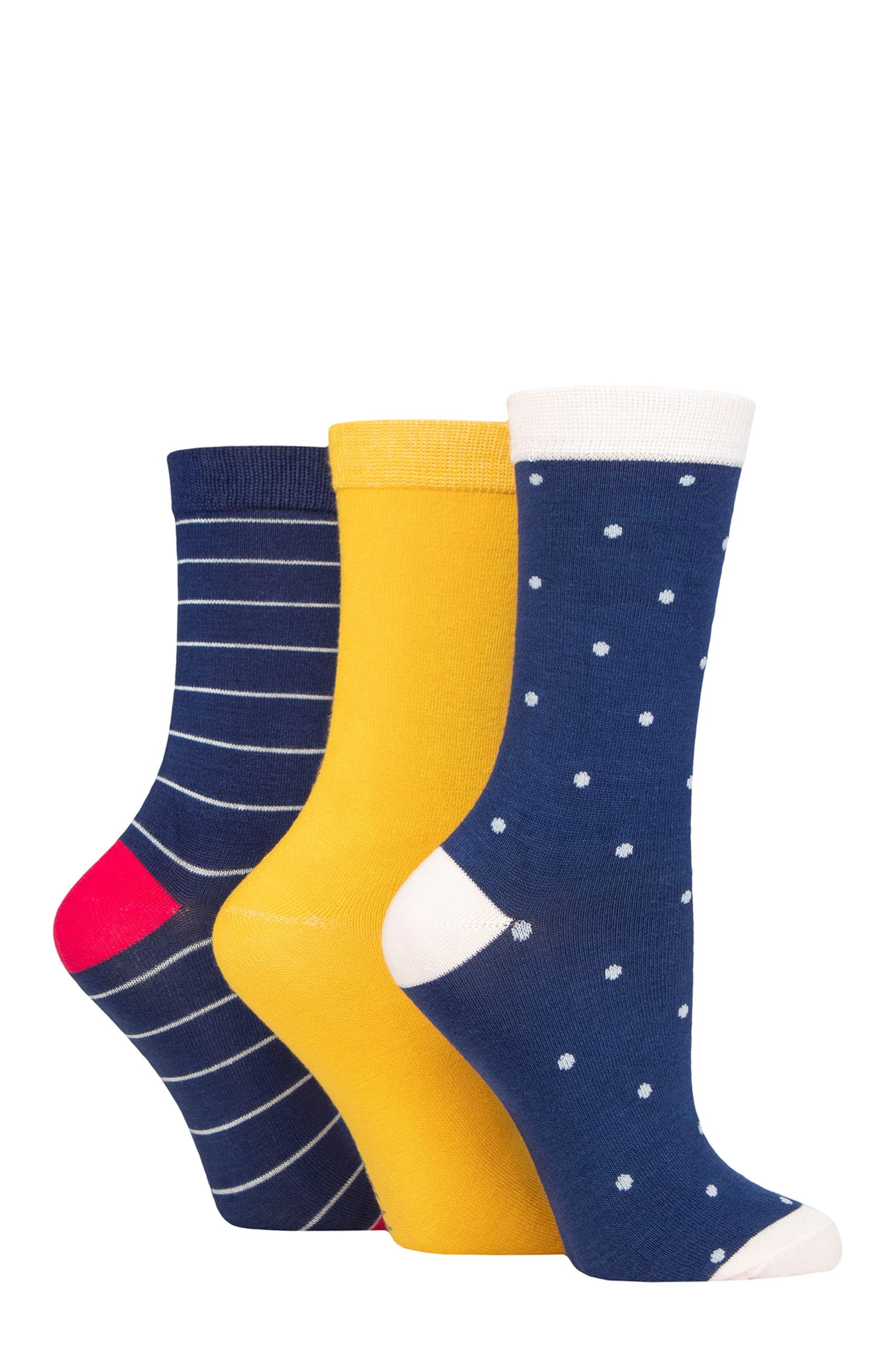 Sockshop Women's Polka Dot Navy Wildfeet Bamboo Socks -Patterned Fun And Colourful Soft Breathable Socks Multipack Of 3 Pairs (Uk, Numeric, 4, 8, Regular, Regular, )