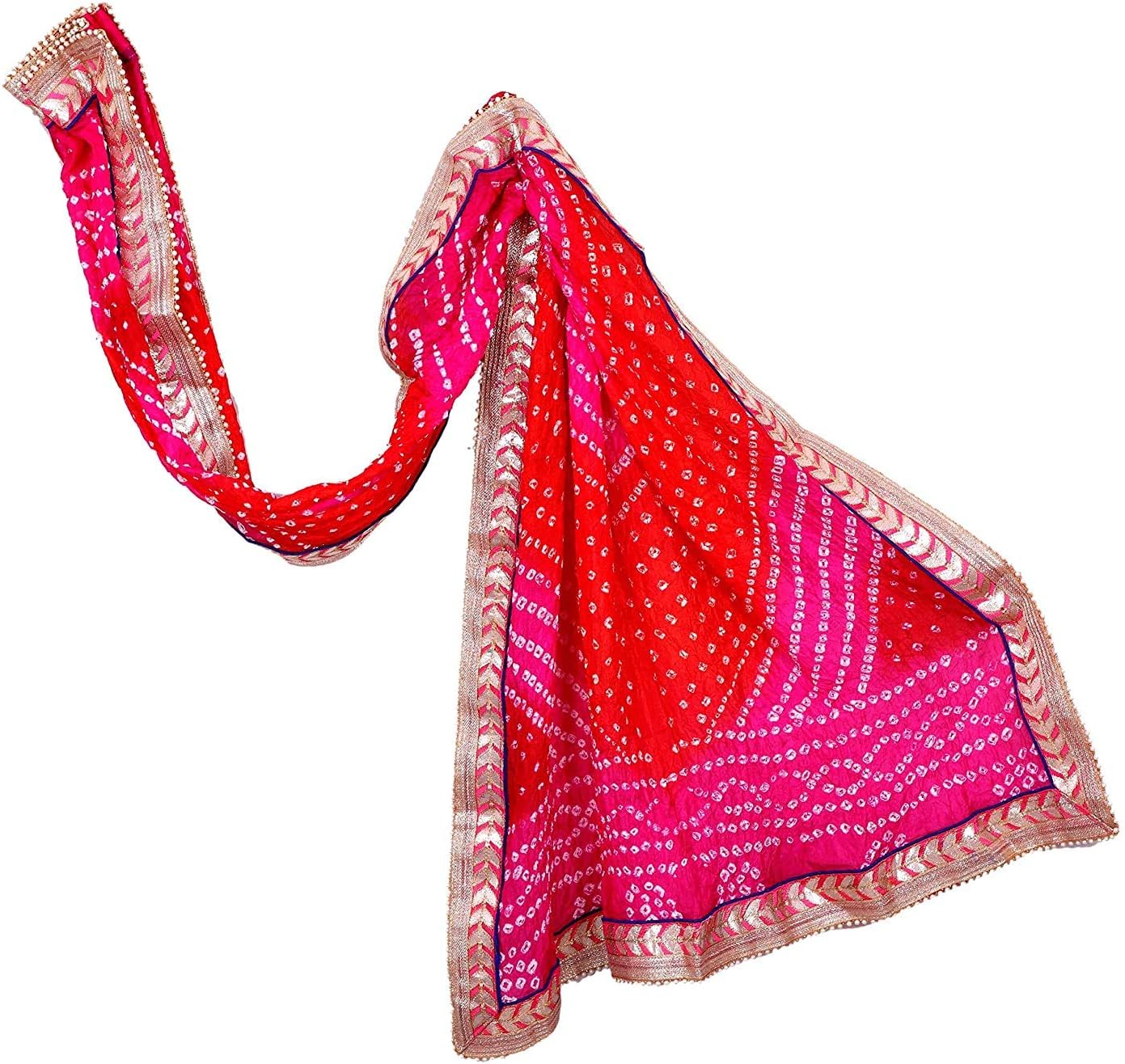 Kalpit Creations Women's Art Silk Weaving Bandhani Dupatta With Gota Patti Work And Latkan