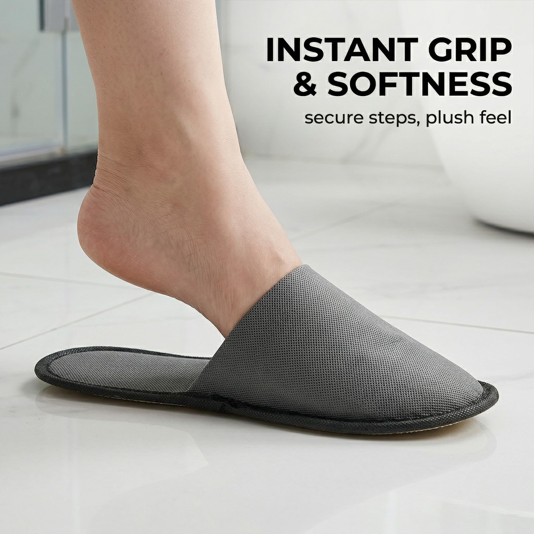 5 Paia Ciabatte Monouso,Ciabatte Ospiti lavabili,Tessuto non Tessuto da 5mm,Pantofole Portatili Unisex Antiscivolo per Hotel Spa Casa Viaggi(40-43 yard)
