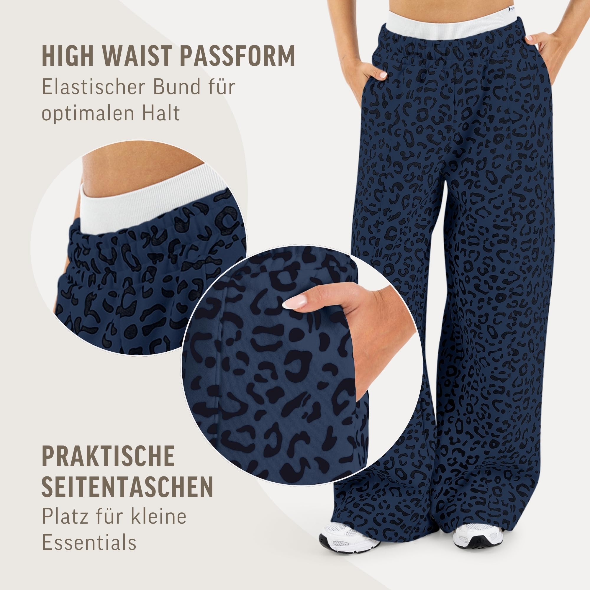 SMILODOX Jogginghose Damen Leora, Oversize Fit Trainingshose, Sweatpants, Freizeit-Hose mit elastischem Bund und Tunnelzug, Verstellbarer Beinabschluss und Seitentaschen, Gym & Homewear