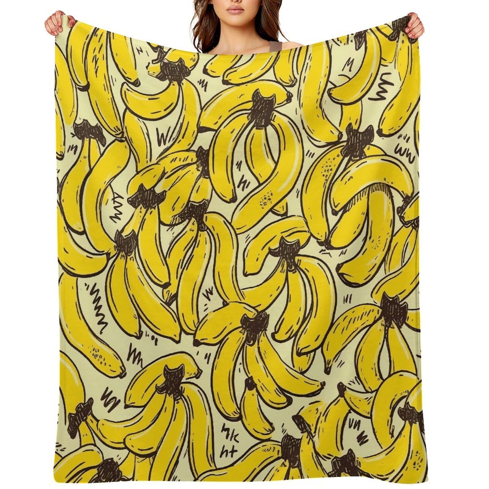 Yellow Banana Throw Blanket for Couch and Bed Super Soft Warm Lightweight Throw Blankets Cozy Fuzzy Flannel Blanket Personalized Decorative Blankets for Sofa Decor 40"x50"