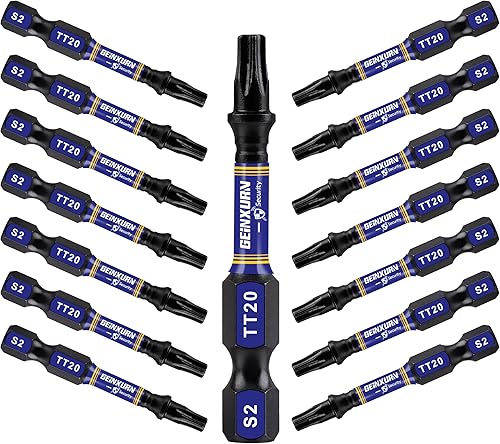 Miniatura 24 de Juego de brocas de destornillador magnético de impacto de seguridad T15 de 2 pulgadas, juego de brocas de potencia de cabeza Torx #15 de 51 piezas,