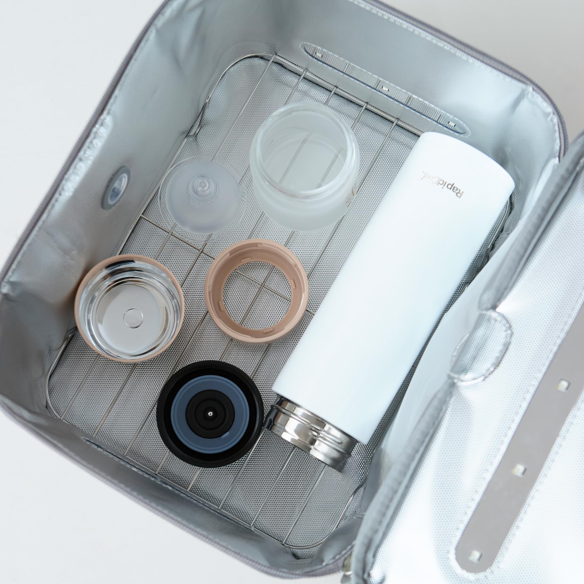 Nuby RapidSterilise sterilizzatore UV per biberon e accessori bebé, portatile ricaricabile elettrico – ciclo rapido 3 minuti, elimina il 99,9% dei germi – compatto per casa e viaggio, grigio