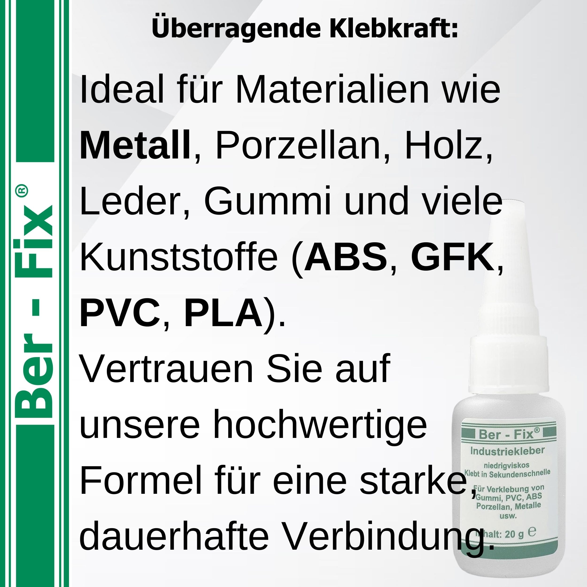 Ber-Fix Industriekleber dünnflüssig, 5 x 20 g + 60 g Füllstoff