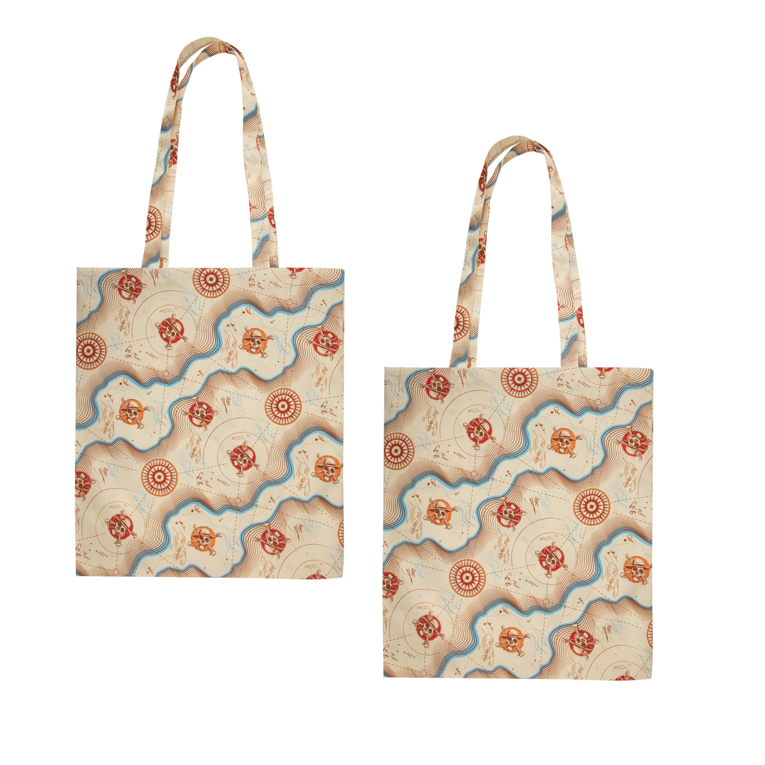 Acotis Jewellery Beige/Blue One Piece Grand Line Map Tote Bag Cr2393